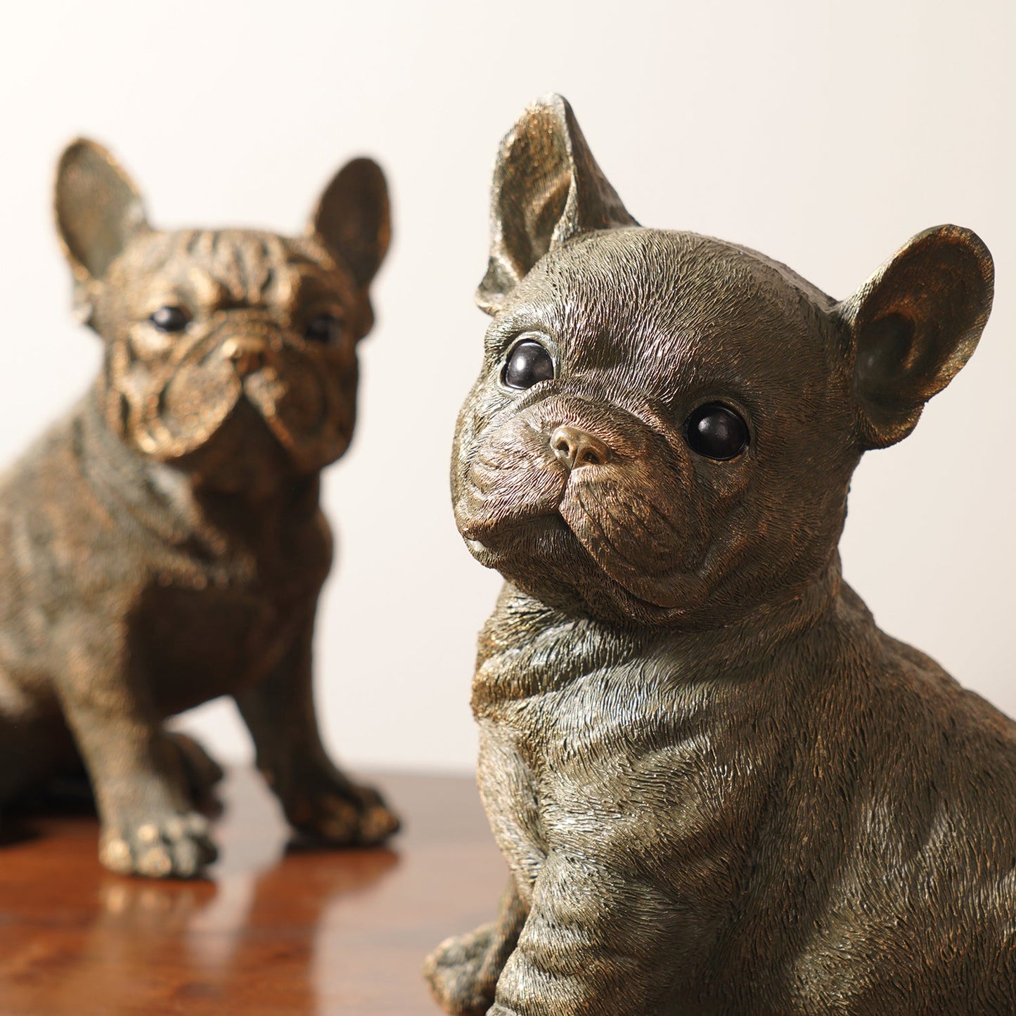 Bronze Polyresin Stretching Bulldog