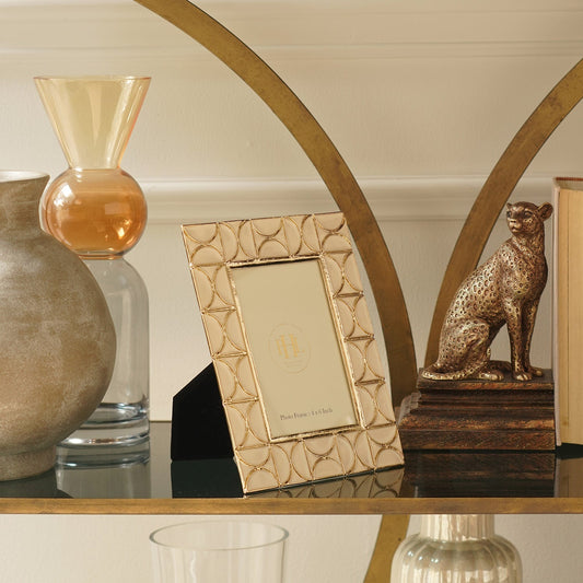 Beige Gold Plated Metal Photoframe - Small