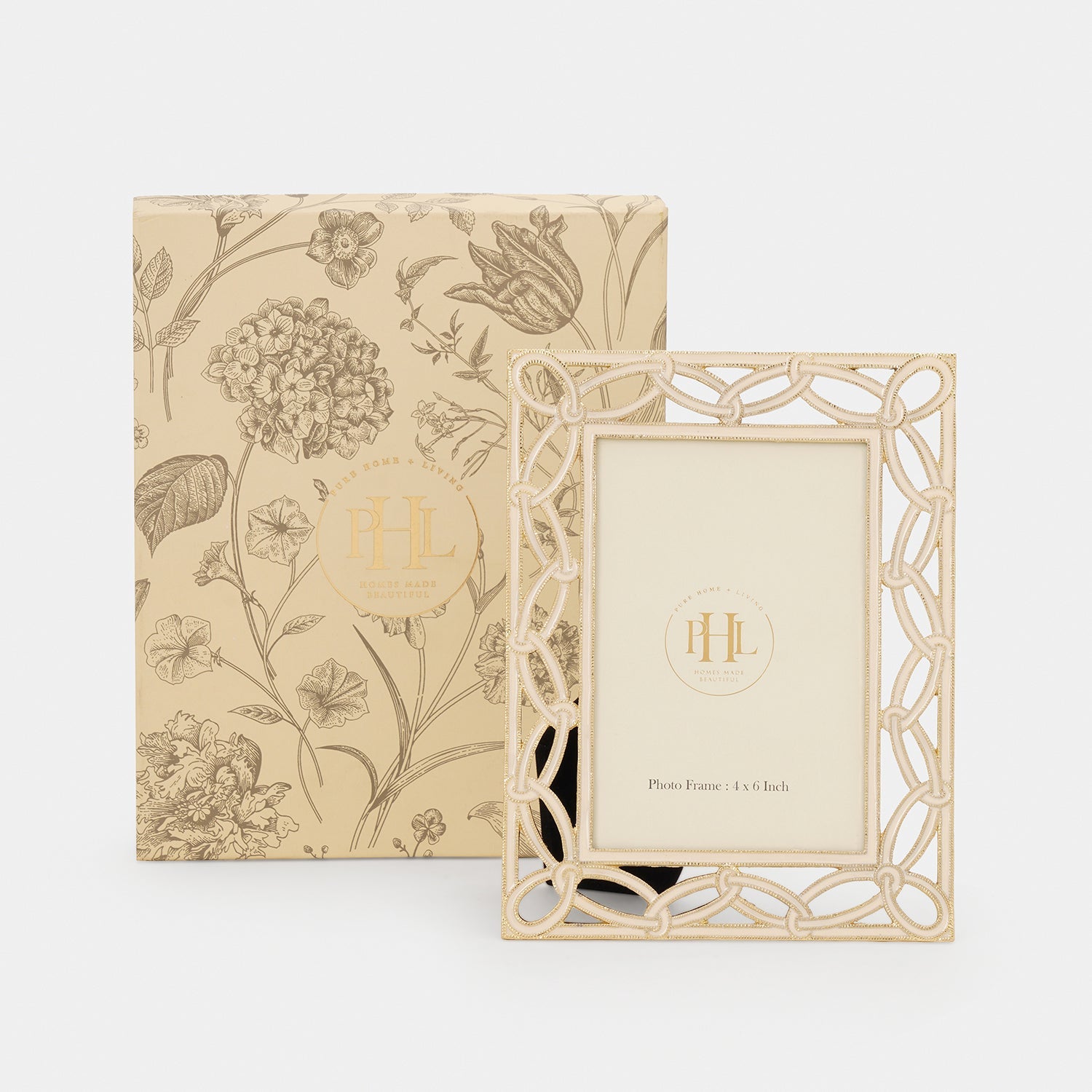 Beige Gold Plated Entangled Metal Photoframe - Small