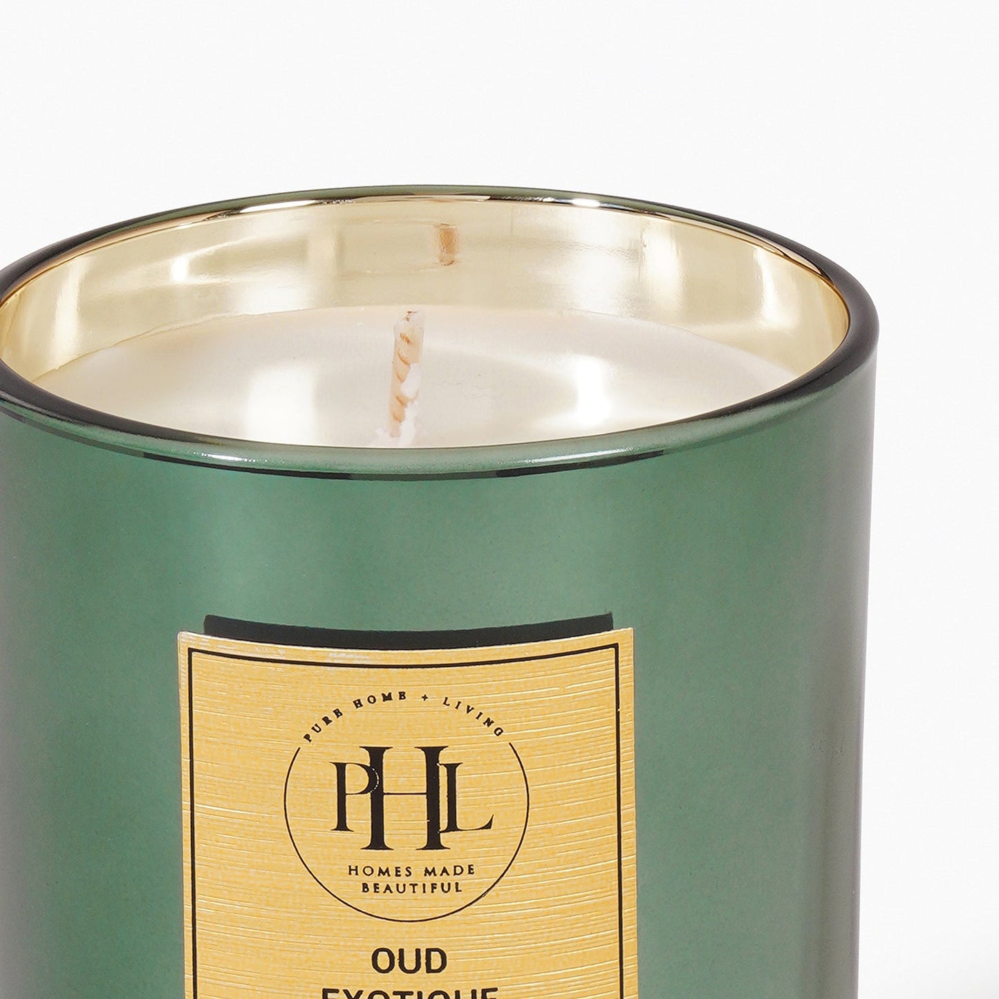 Oud Exotique Scented Wax Filled Glass Candle Jar - Green