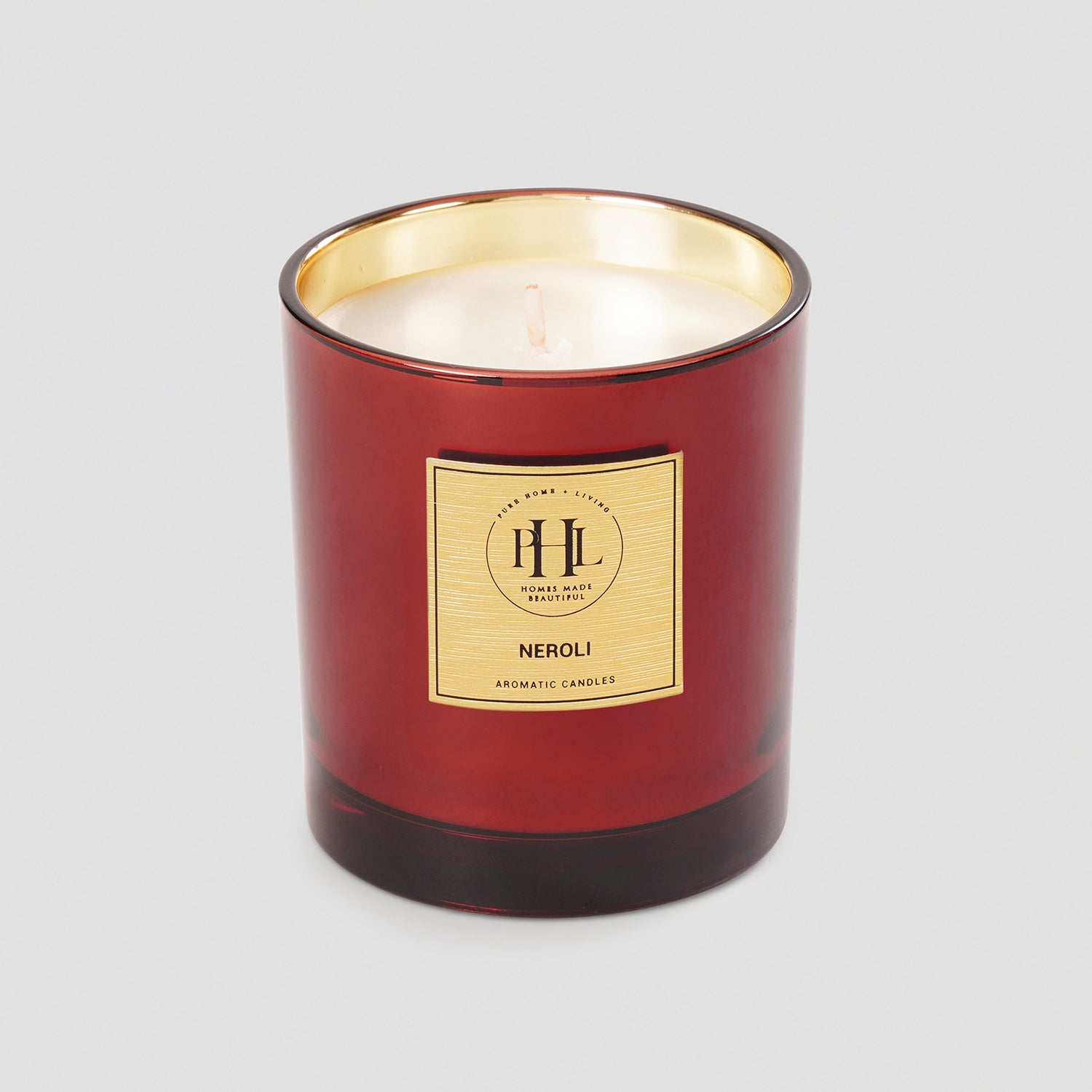 Neroli Scented Wax Filled Glass Candle Jar - Red