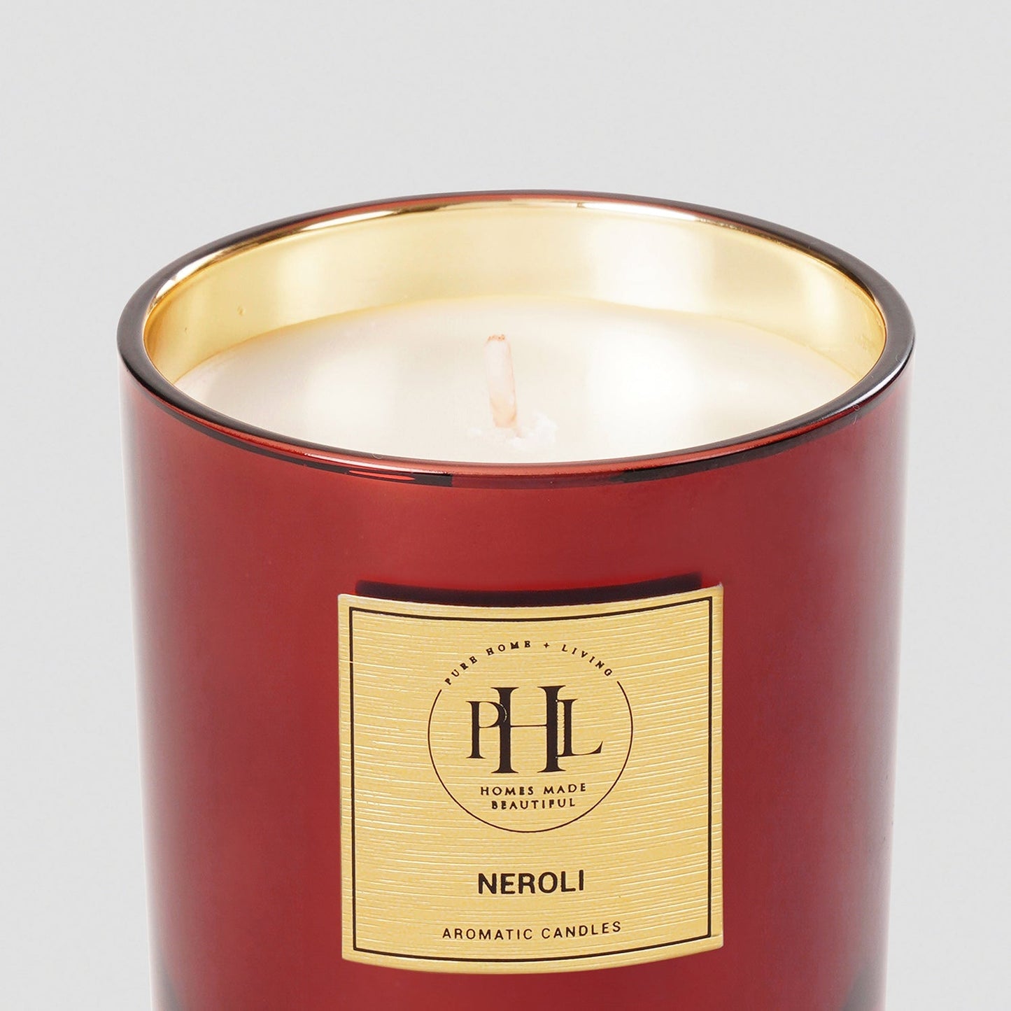 Neroli Scented Wax Filled Glass Candle Jar - Red