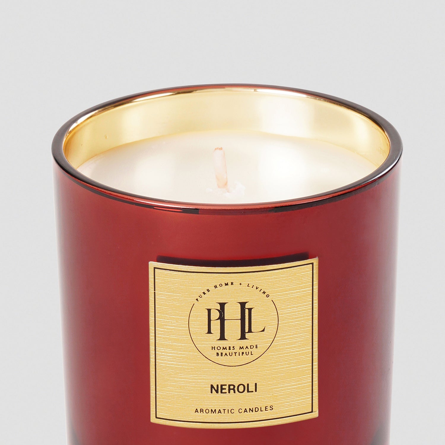 Neroli Scented Wax Filled Glass Candle Jar - Red