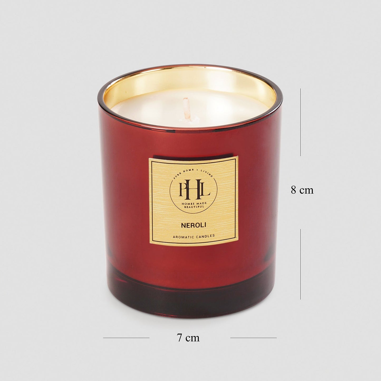 Neroli Scented Wax Filled Glass Candle Jar - Red