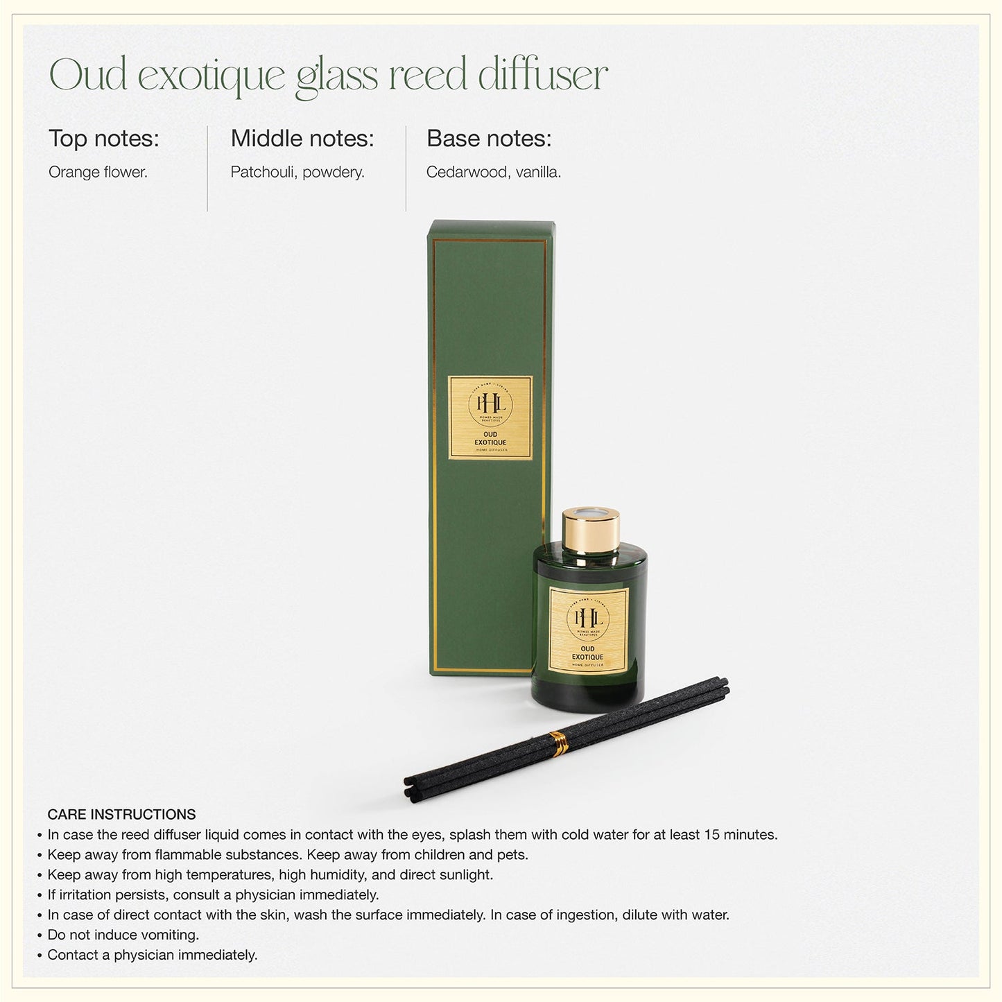 Oud Exotique Glass Reed Diffuser - Green