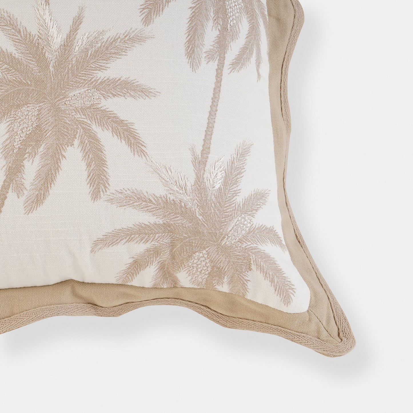Beige Palm Print Cushion Cover