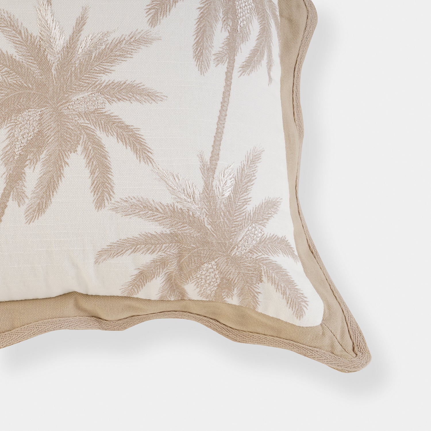 Beige Palm Print Cushion Cover