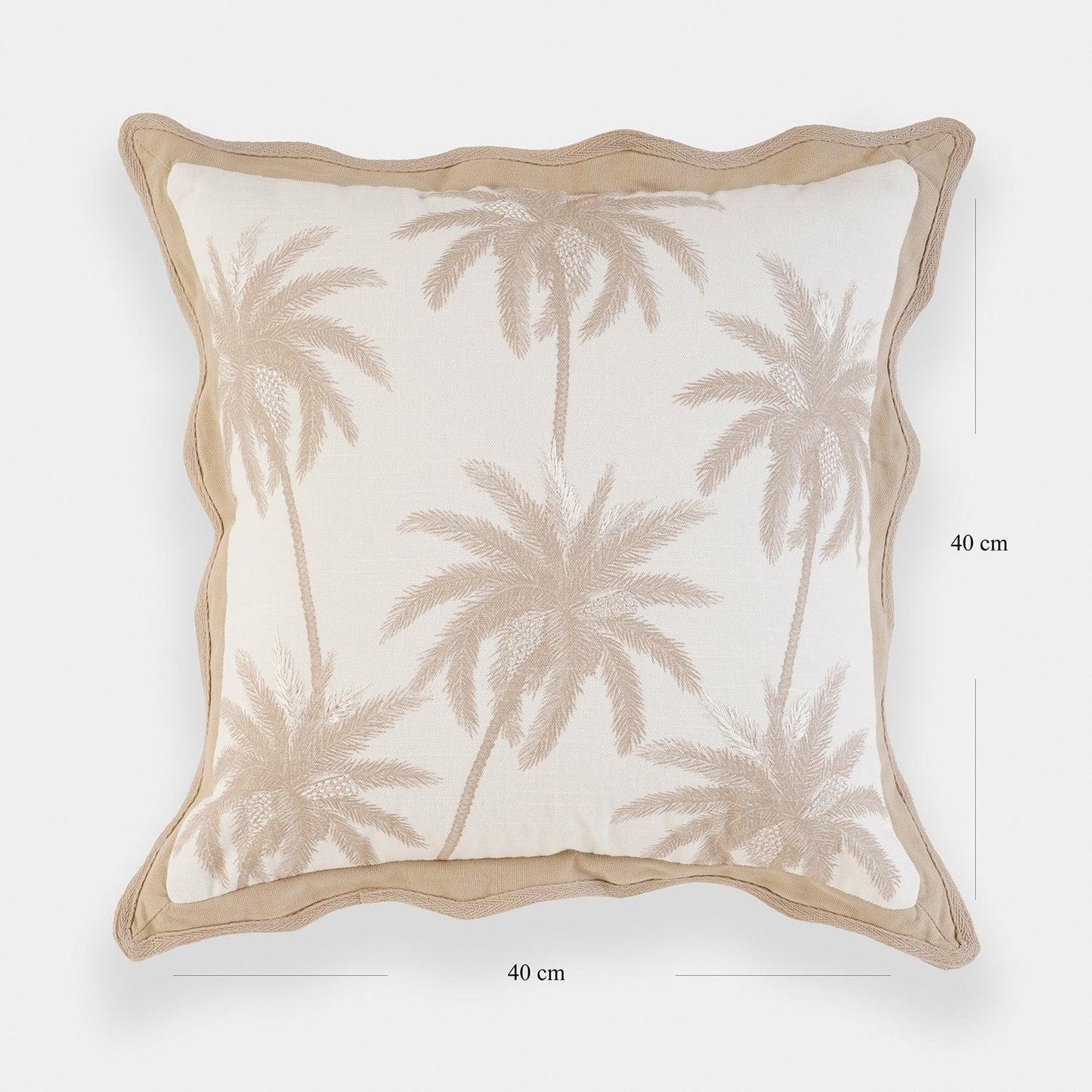 Beige Palm Print Cushion Cover