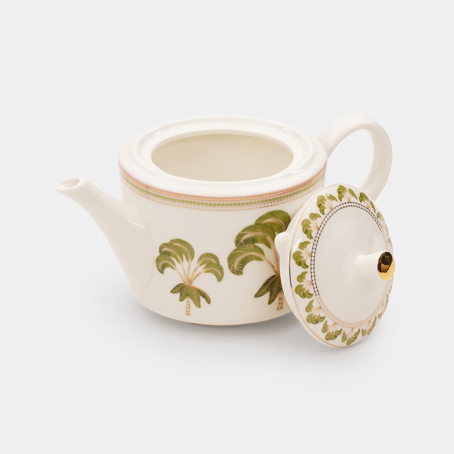 Set of 3 Ivory Printed Soleno Bone China Tea Set