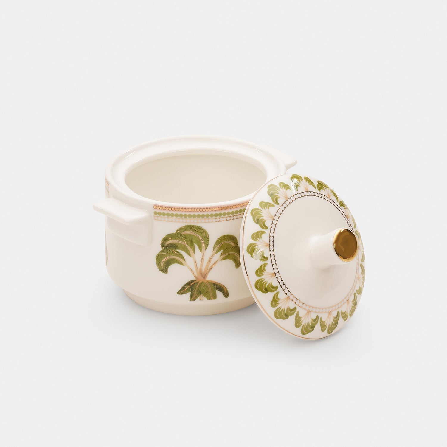 Set of 3 Ivory Printed Soleno Bone China Tea Set