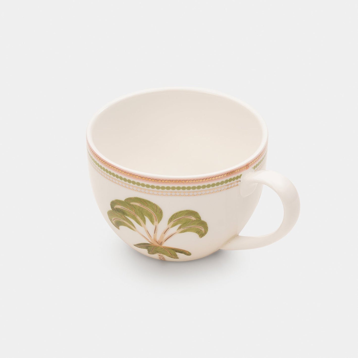 Set of 2 Ivory Printed Soleno Bone China Tea Cup and Saucer