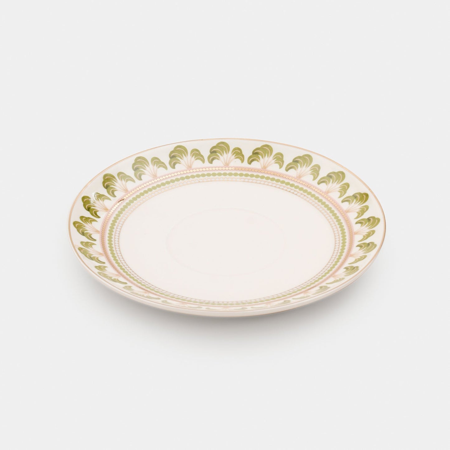 Set of 2 Ivory Printed Soleno Bone China Tea Cup and Saucer