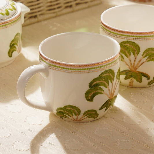Set of 2 Ivory Printed Soleno Bone China Coffee Mugs
