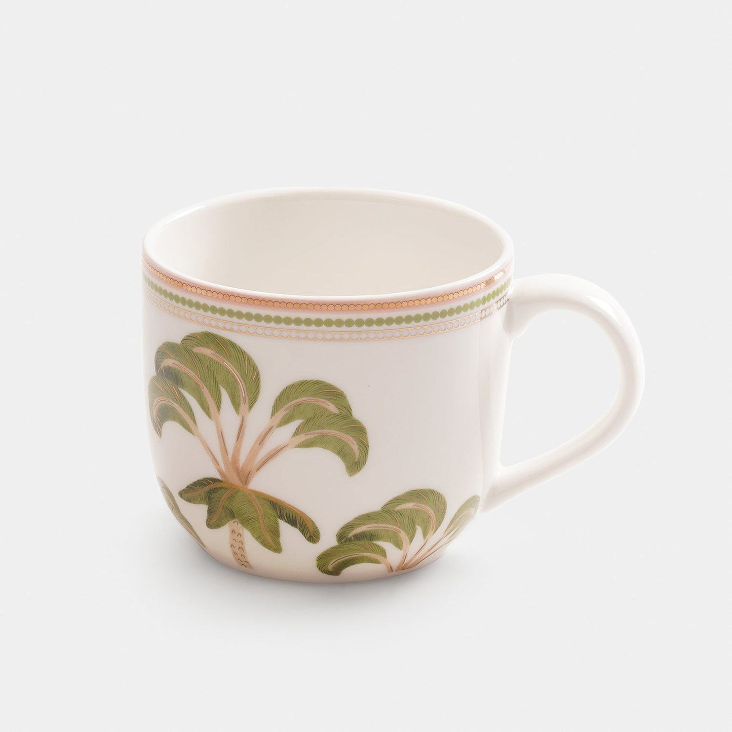 Set of 2 Ivory Printed Soleno Bone China Coffee Mugs