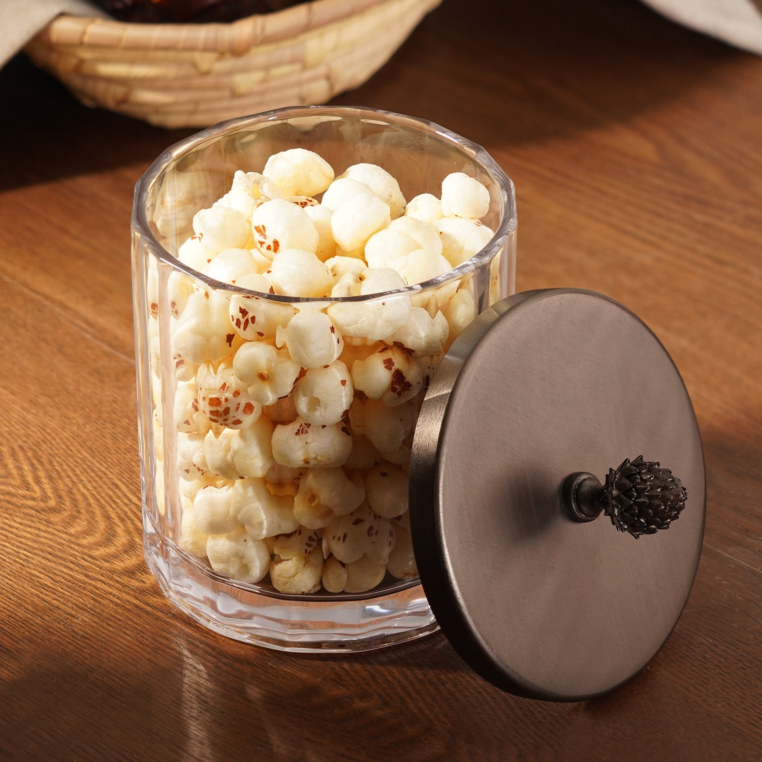 Clear Bronze Jar with Lid