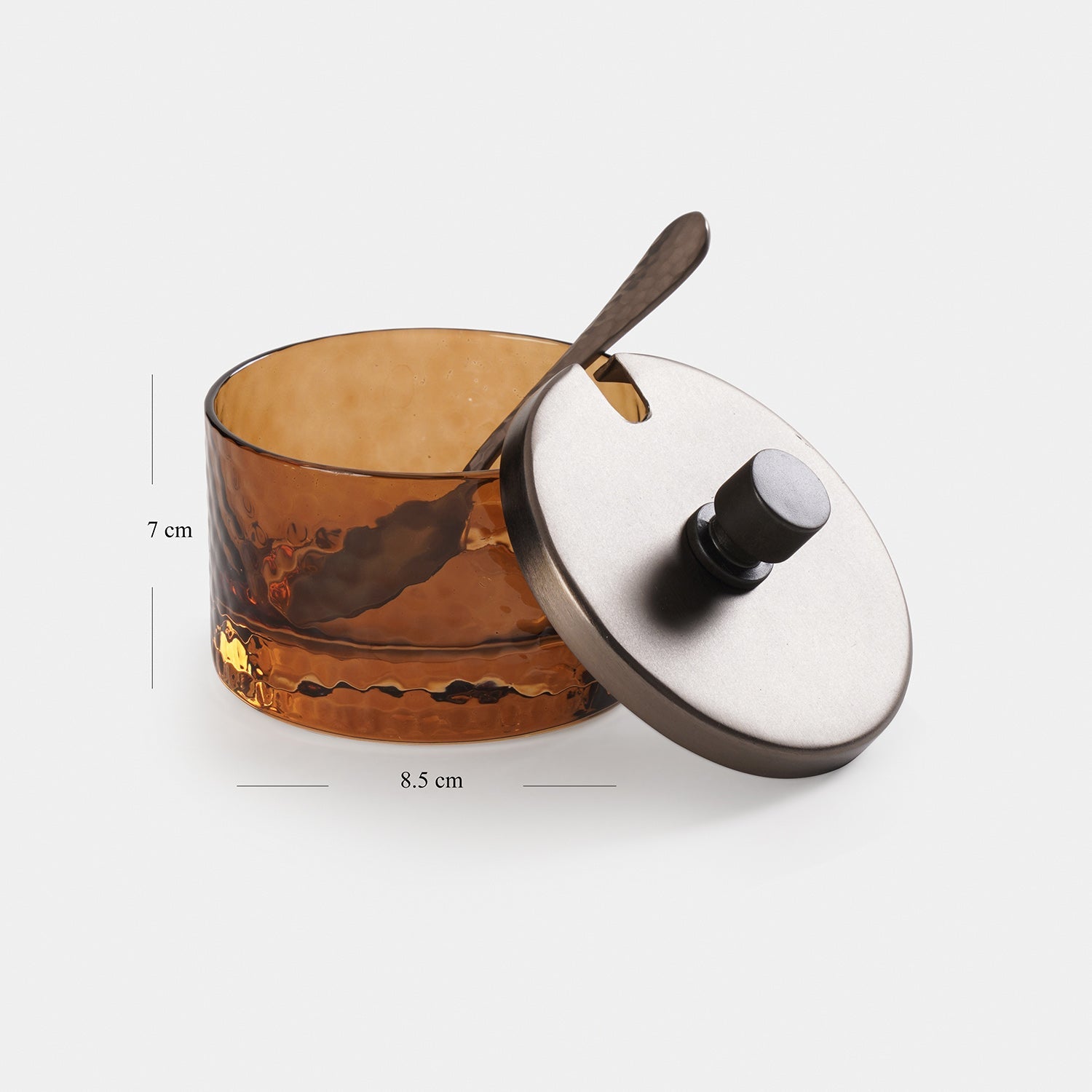Set of 2 Hammered condiment with spoon -Medium