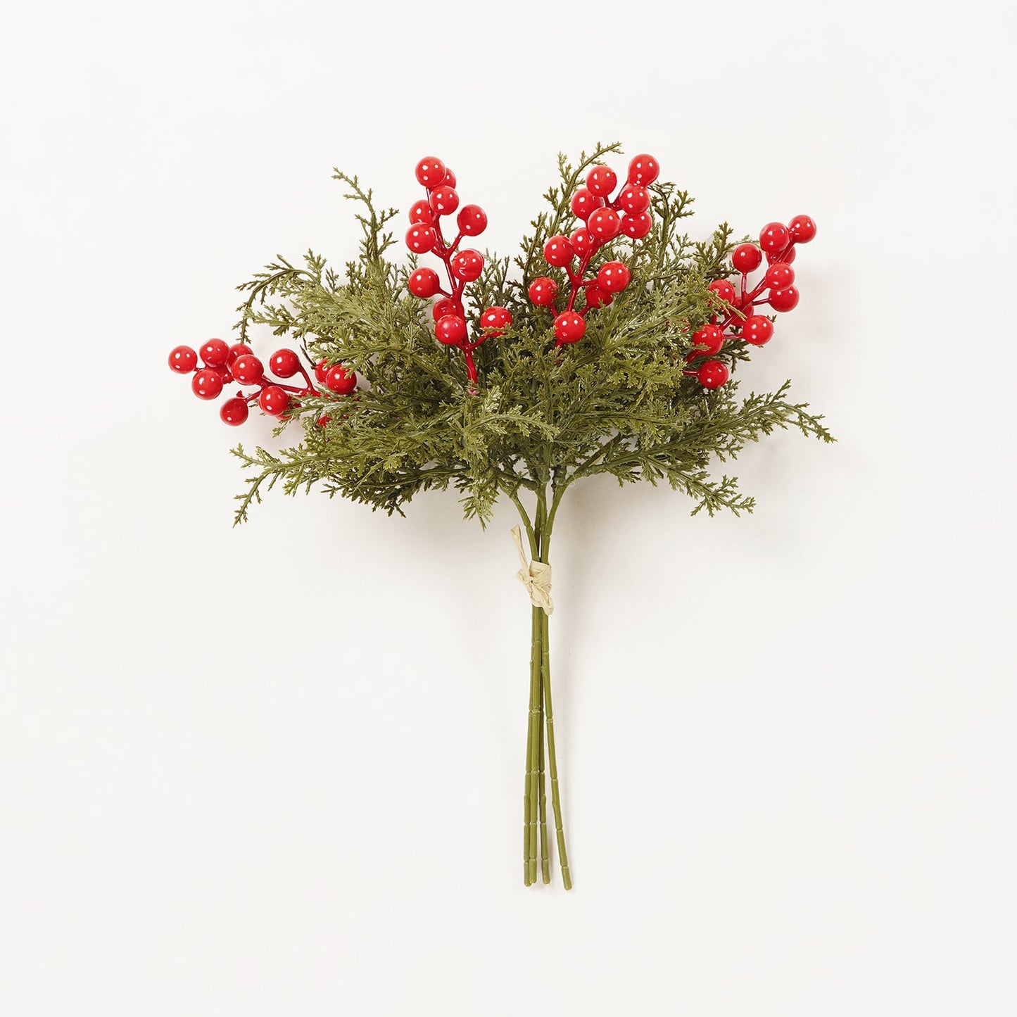 Red Green Artificial Berries With Leaf Spray - Single