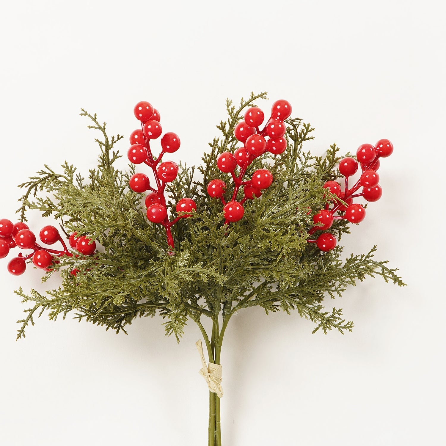 Red Green Artificial Berries With Leaf Spray - Single