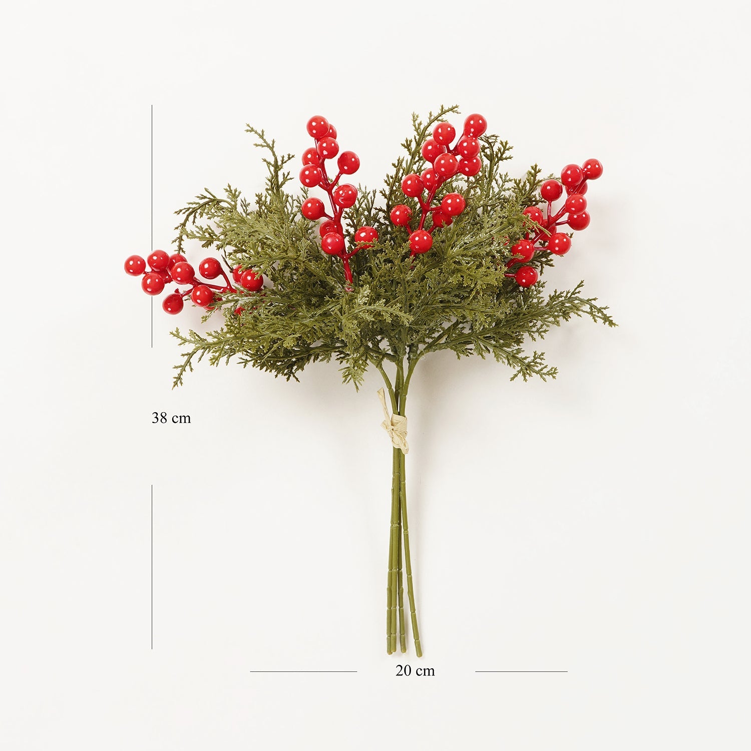 Red Green Artificial Berries With Leaf Spray - Single