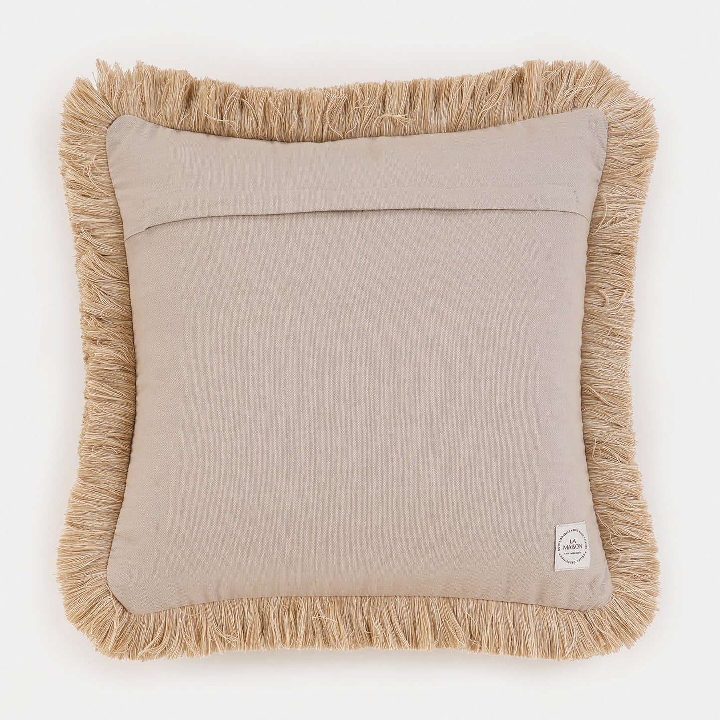 Yellow Fringed Printed Cushion Cover