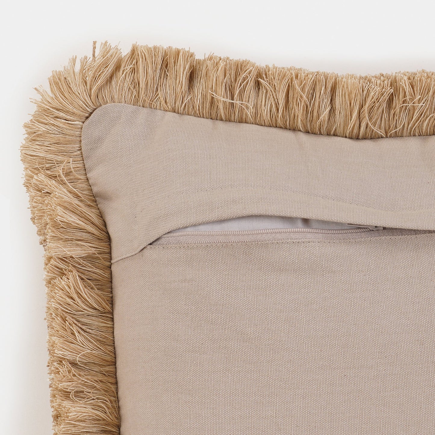 Yellow Fringed Printed Cushion Cover