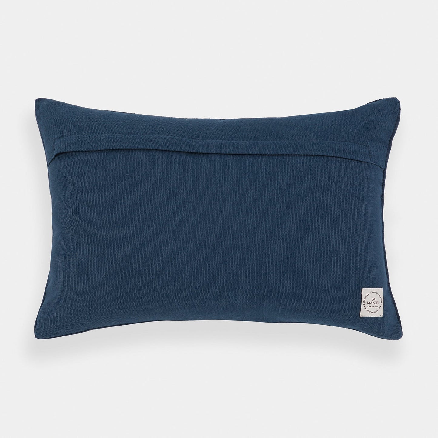 Navy Blue Embroidered Rectangle Cushion Cover