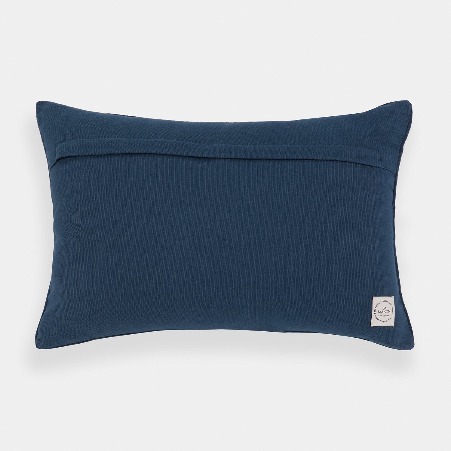 Navy Blue Embroidered Rectangle Cushion Cover