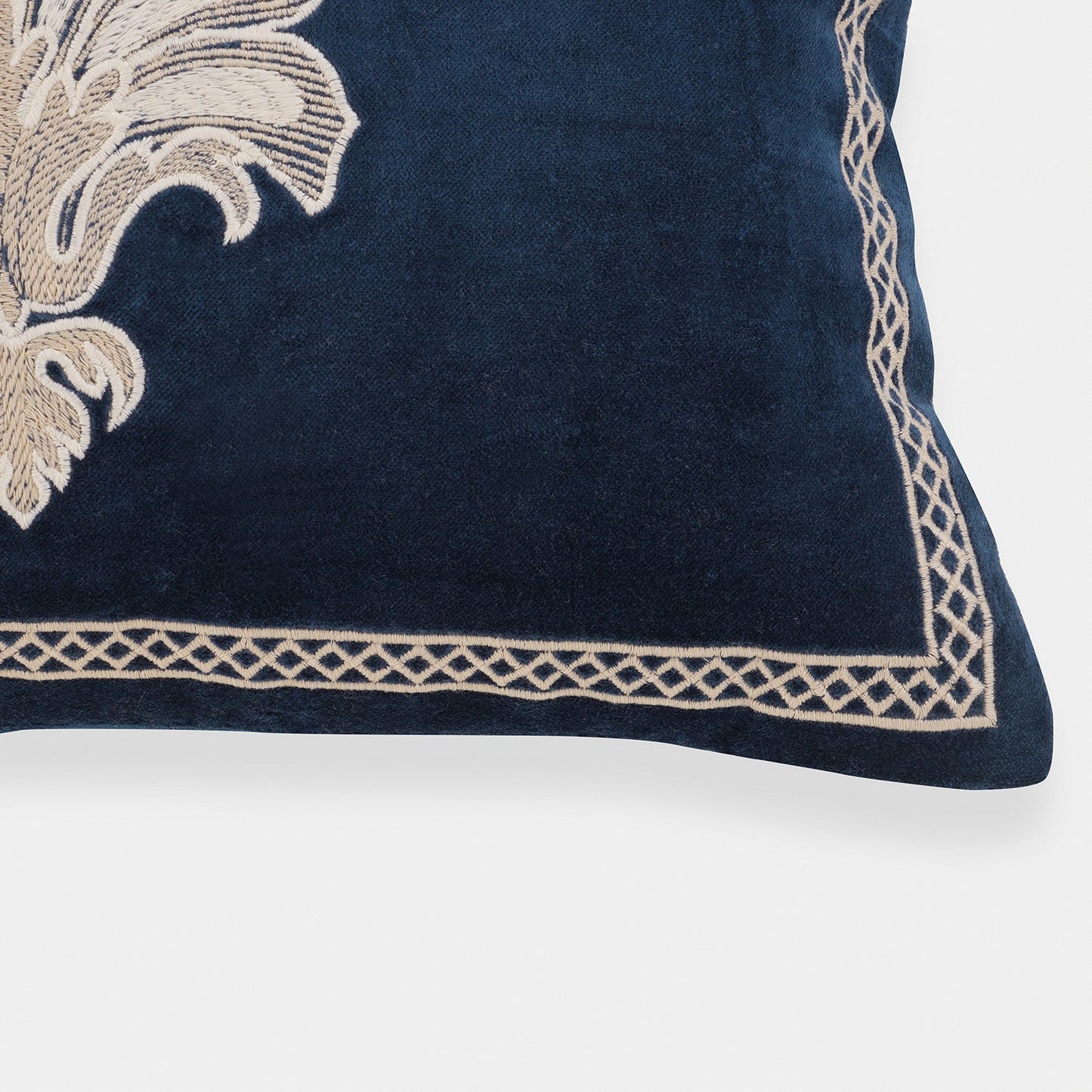 Navy Blue Embroidered Rectangle Cushion Cover