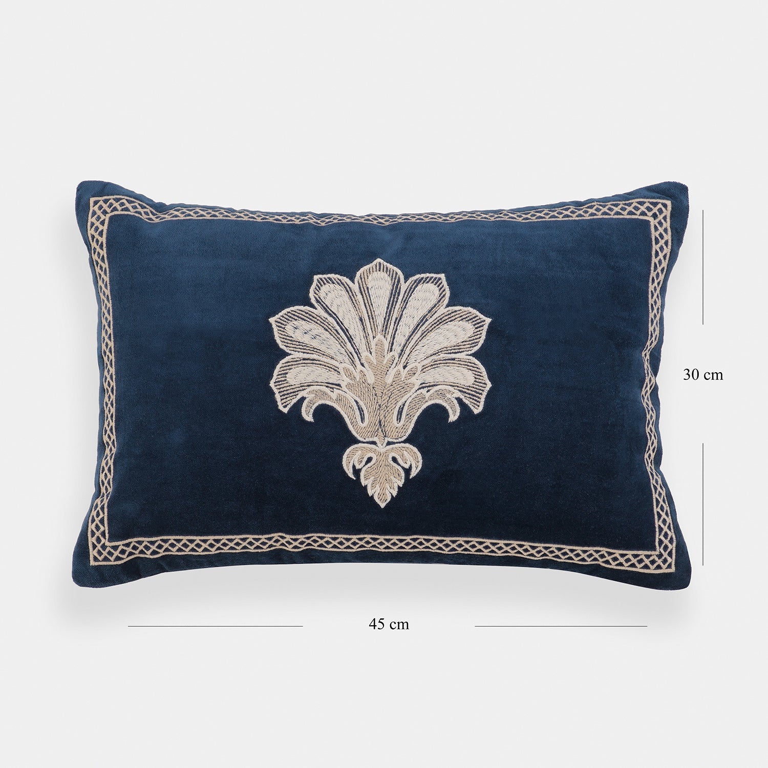 Navy Blue Embroidered Rectangle Cushion Cover