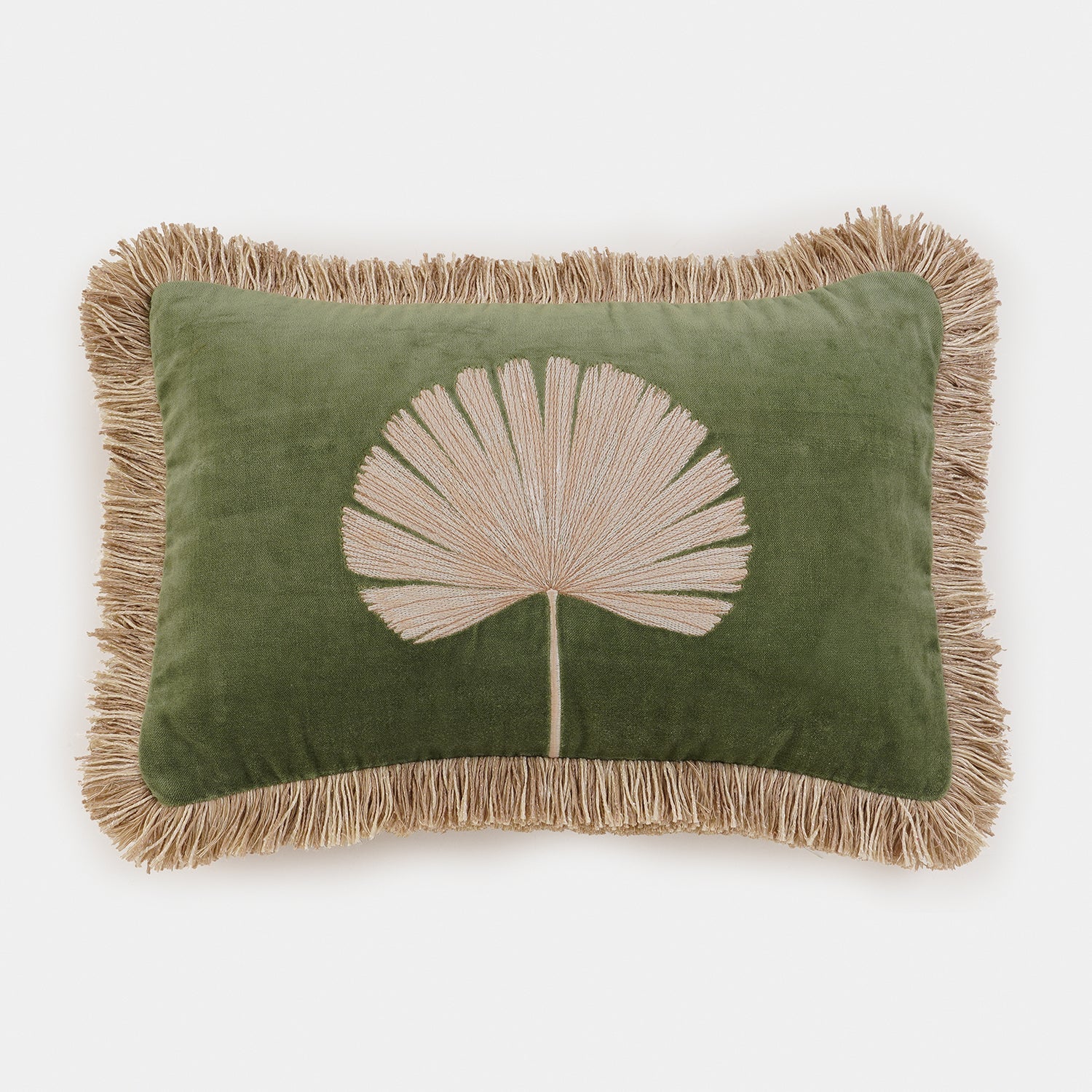 Green Embroidered Rectangle Cushion Cover