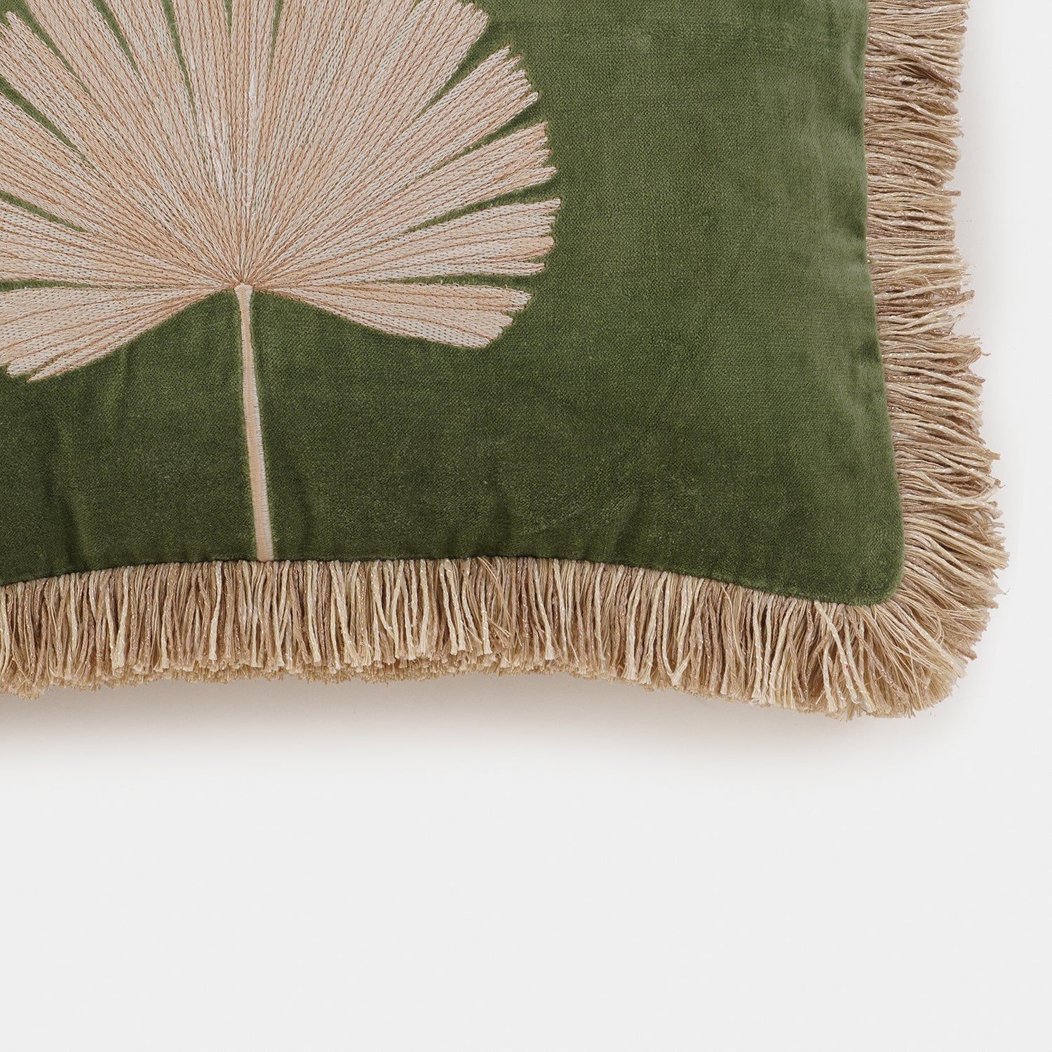 Green Embroidered Rectangle Cushion Cover
