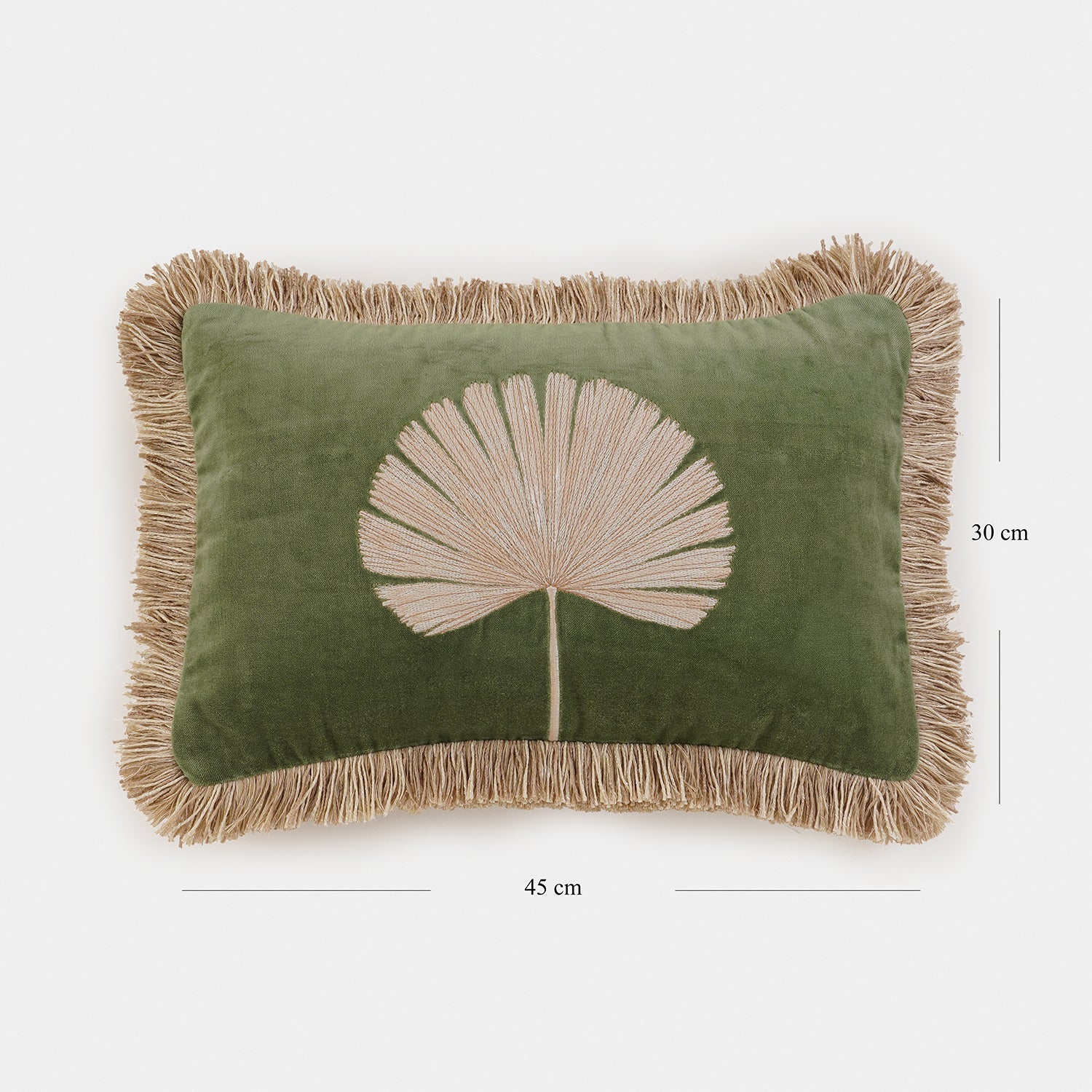 Green Embroidered Rectangle Cushion Cover