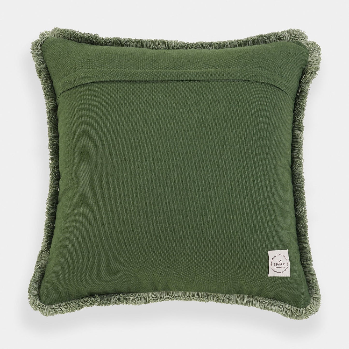 Beige Palm Leaf Embroidered Cushion Cover