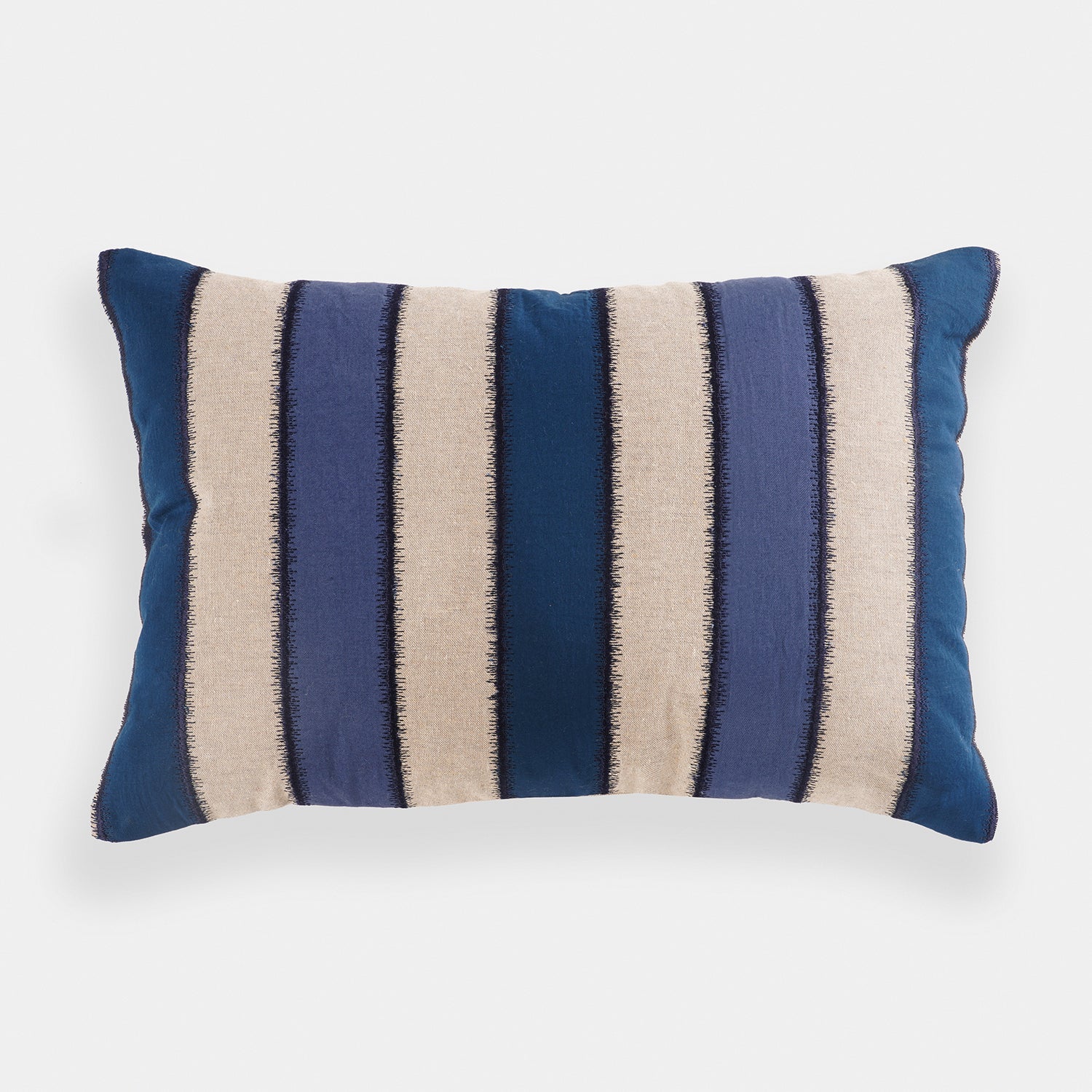 Beige Blue Striped Rectangle Cushion Cover