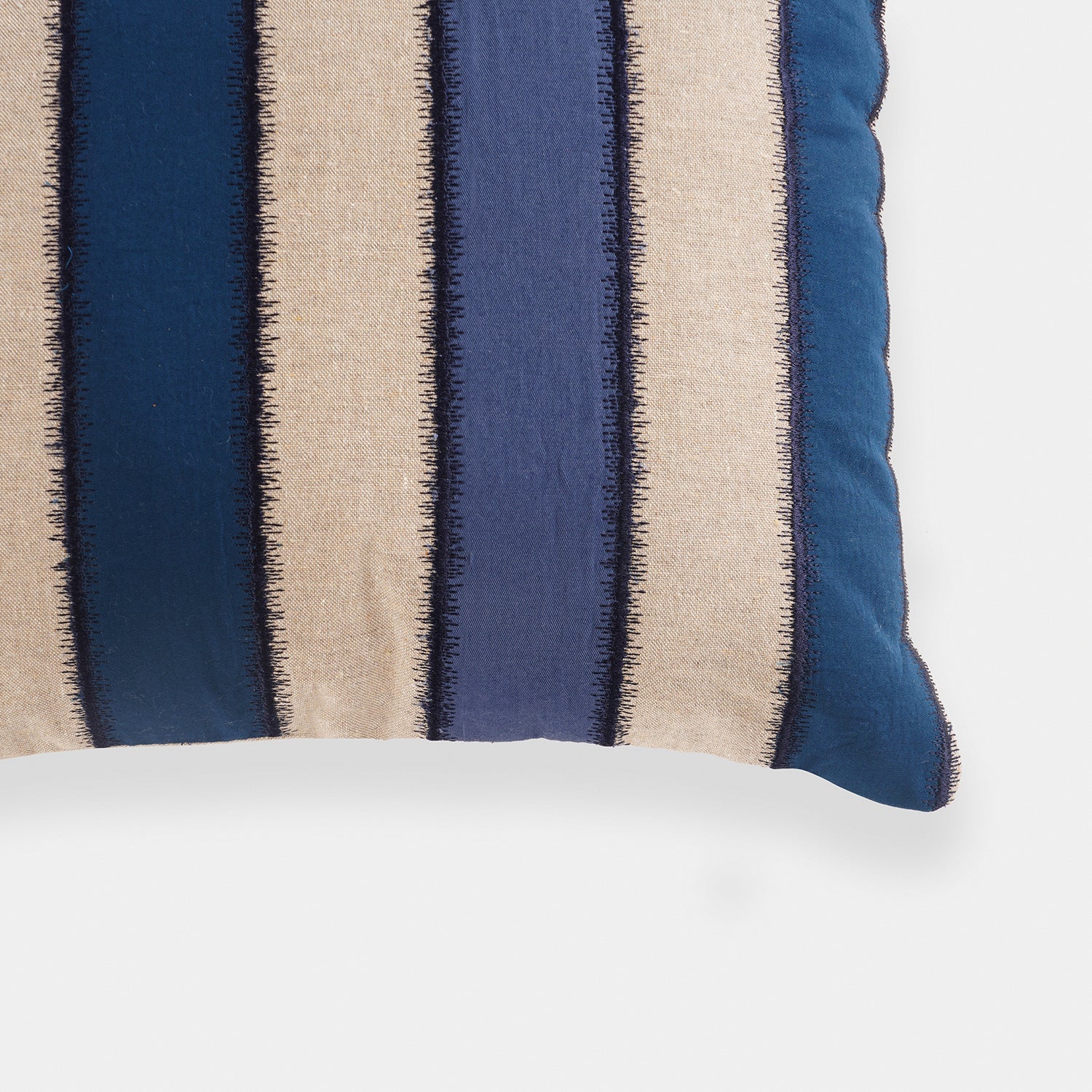 Beige Blue Striped Rectangle Cushion Cover