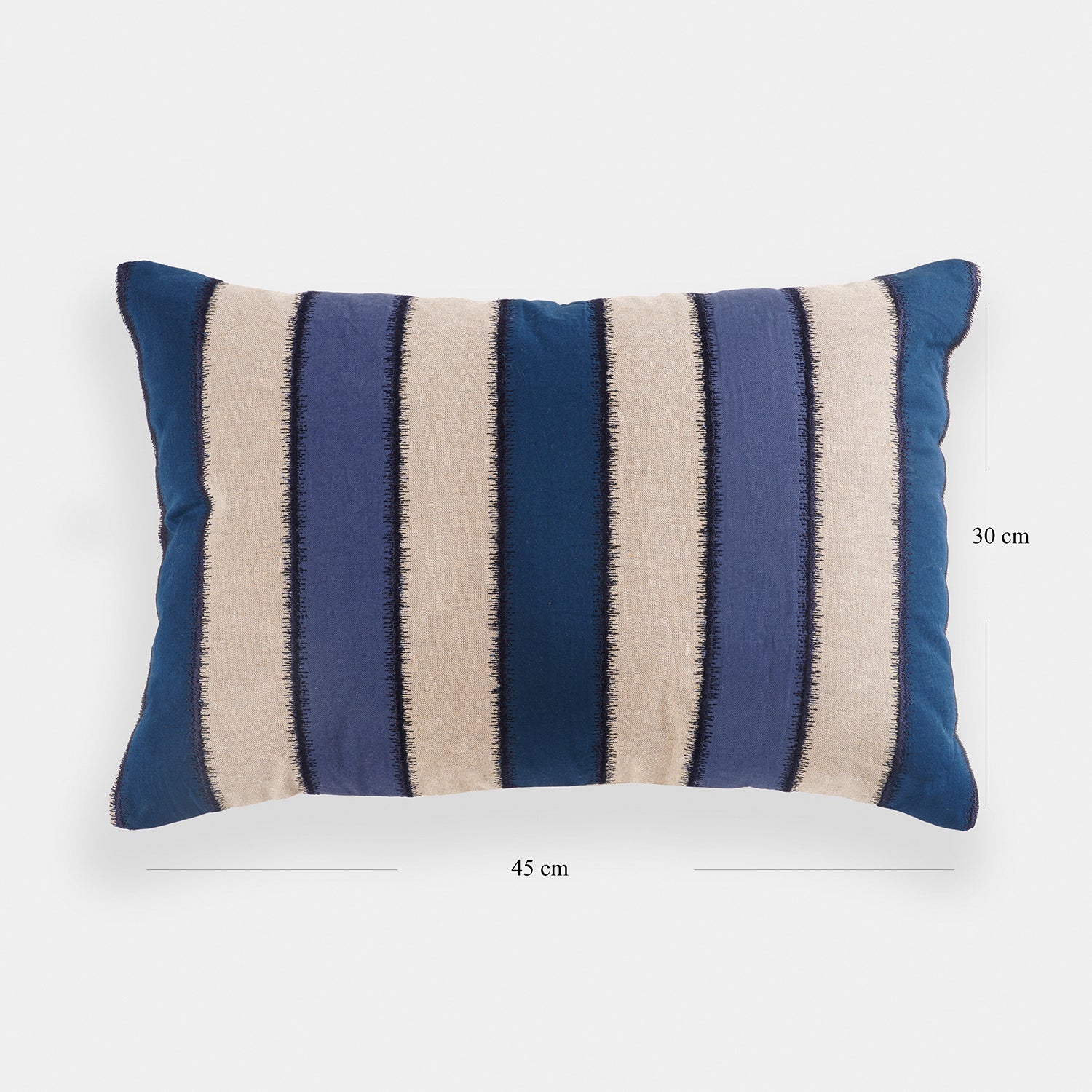 Beige Blue Striped Rectangle Cushion Cover