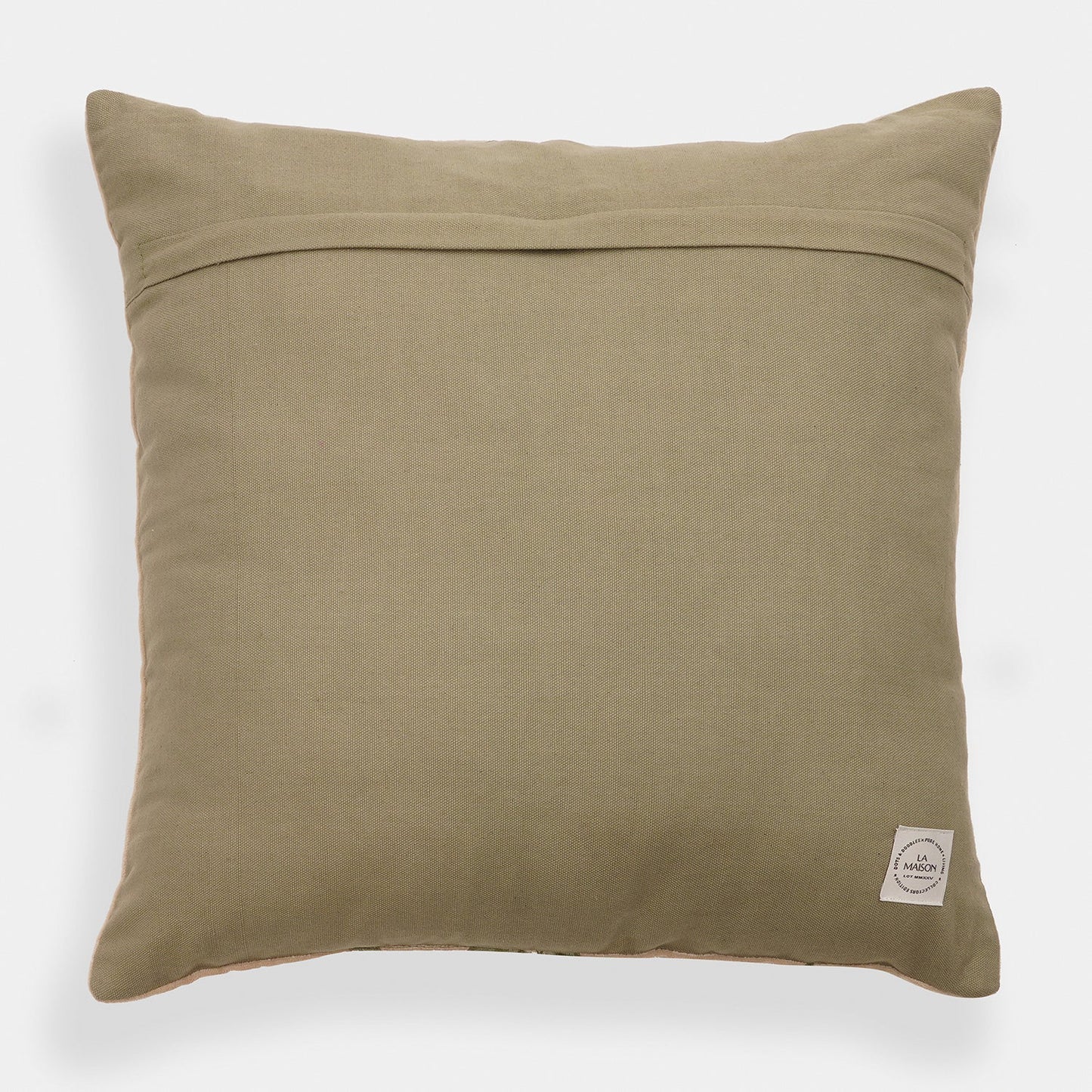 Beige Floral Embroidered Cushion Cover