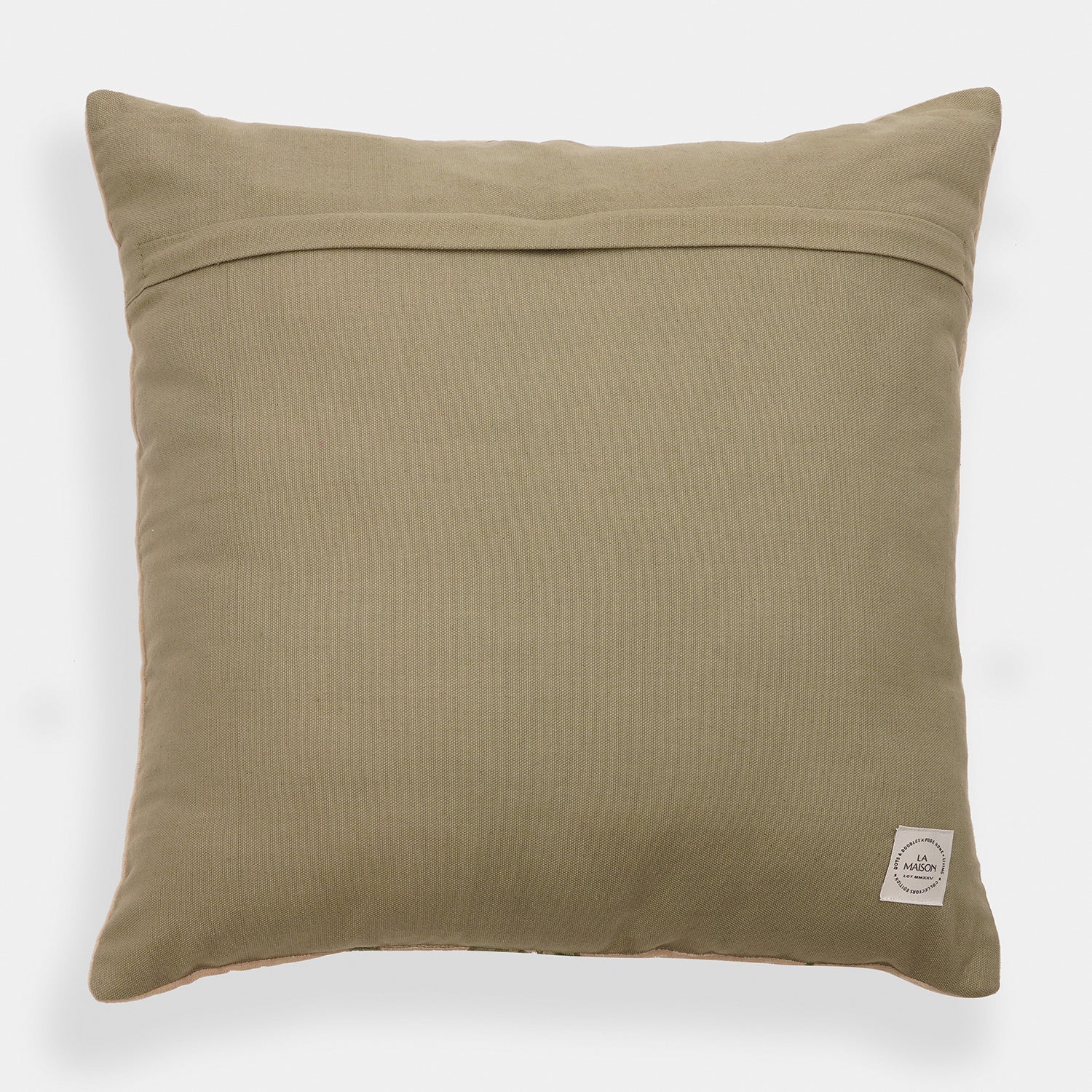 Beige Floral Embroidered Cushion Cover