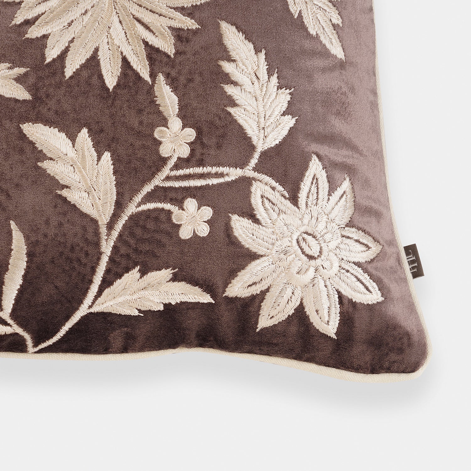 Brown Embroidered Cushion Cover