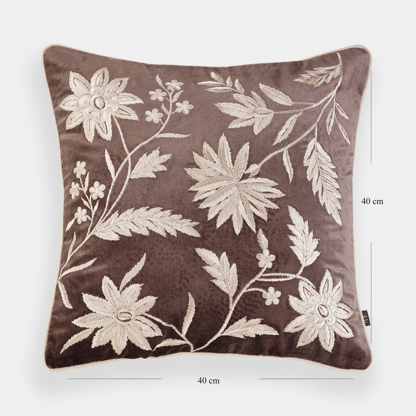 Brown Embroidered Cushion Cover