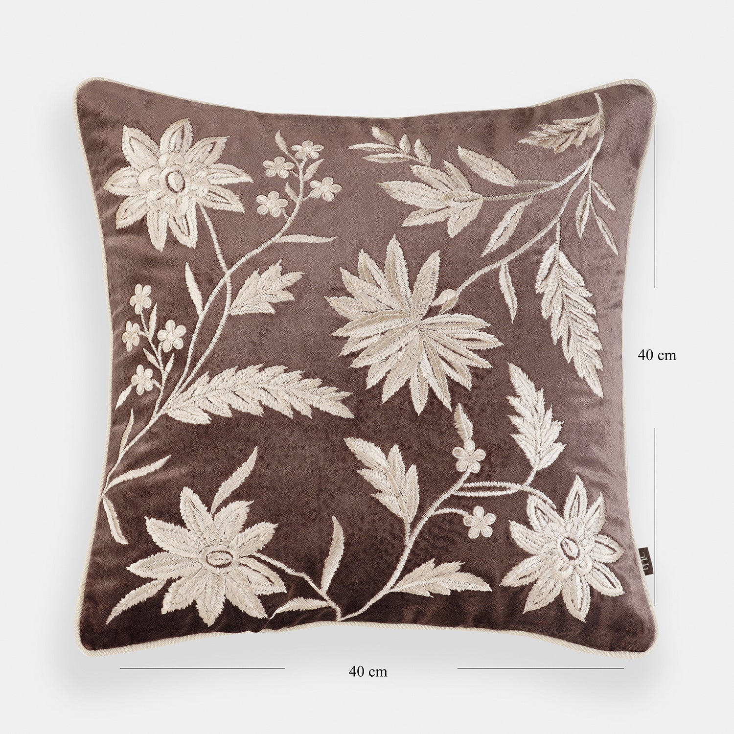 Brown Embroidered Cushion Cover