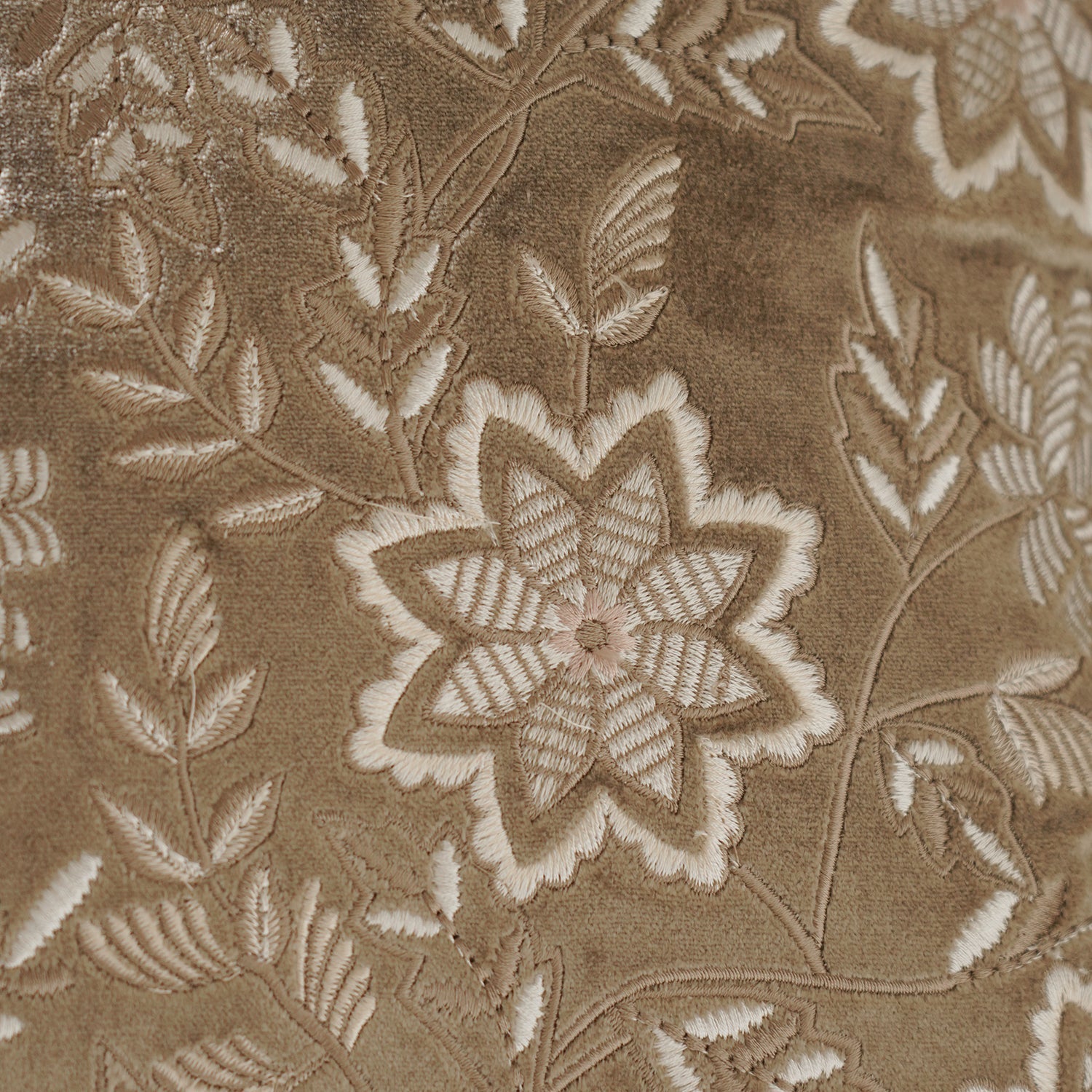 Beige Embroidered Cushion Cover