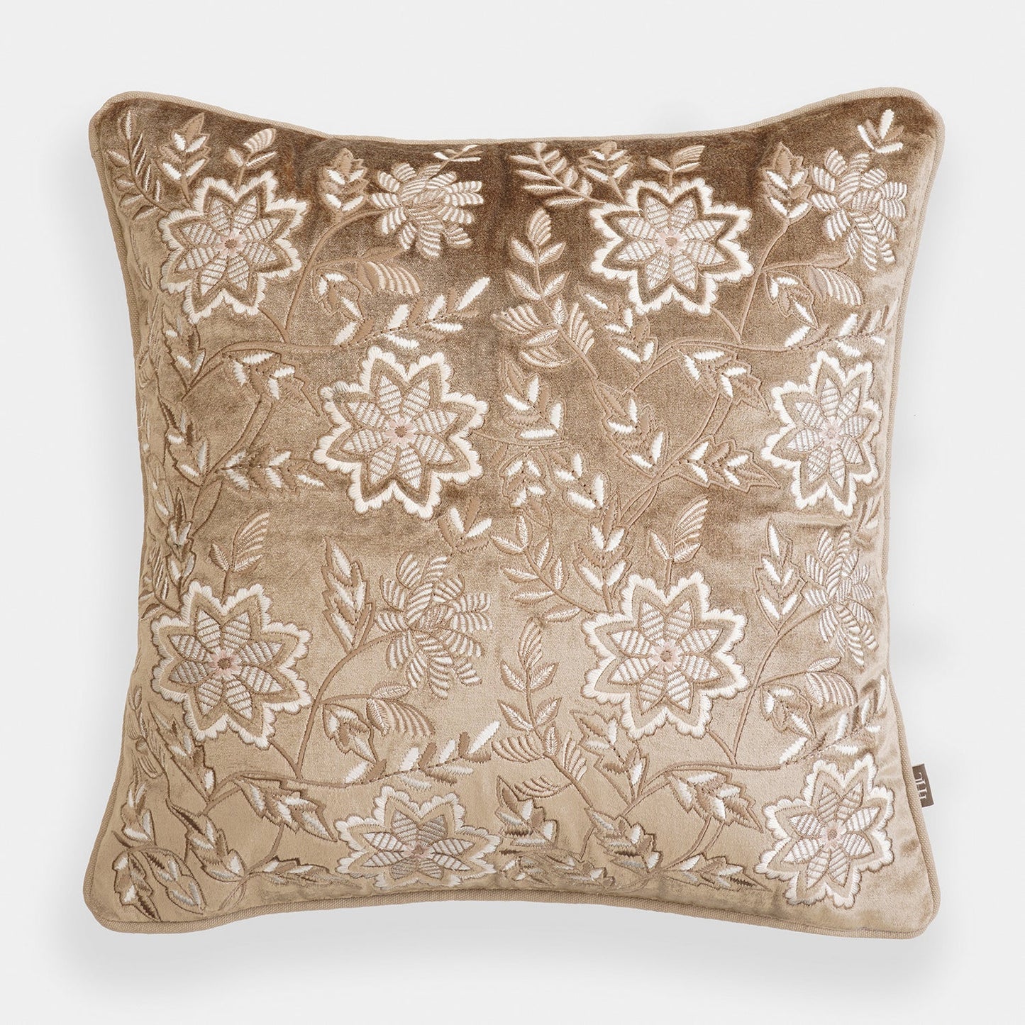 Beige Embroidered Cushion Cover