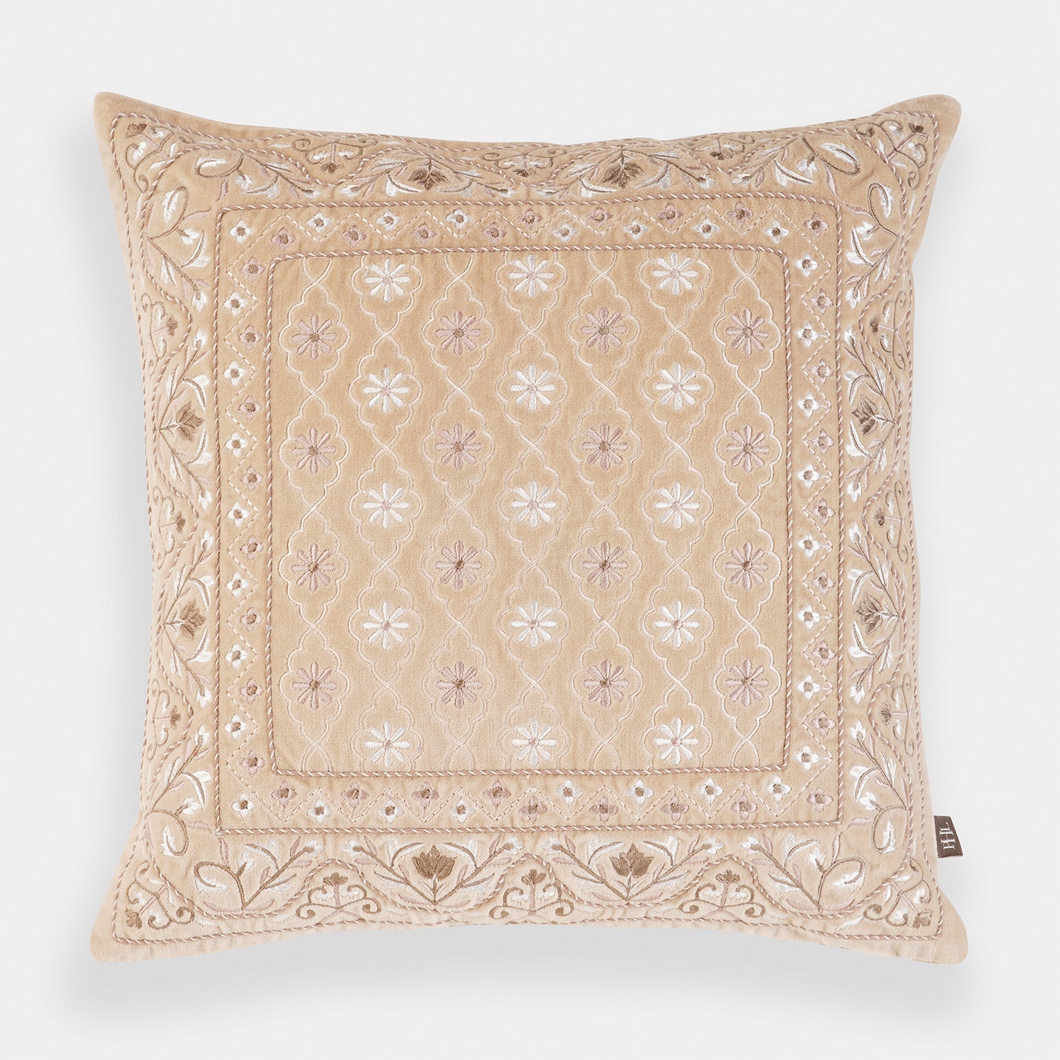 Beige Cushion Cover with Embroidery