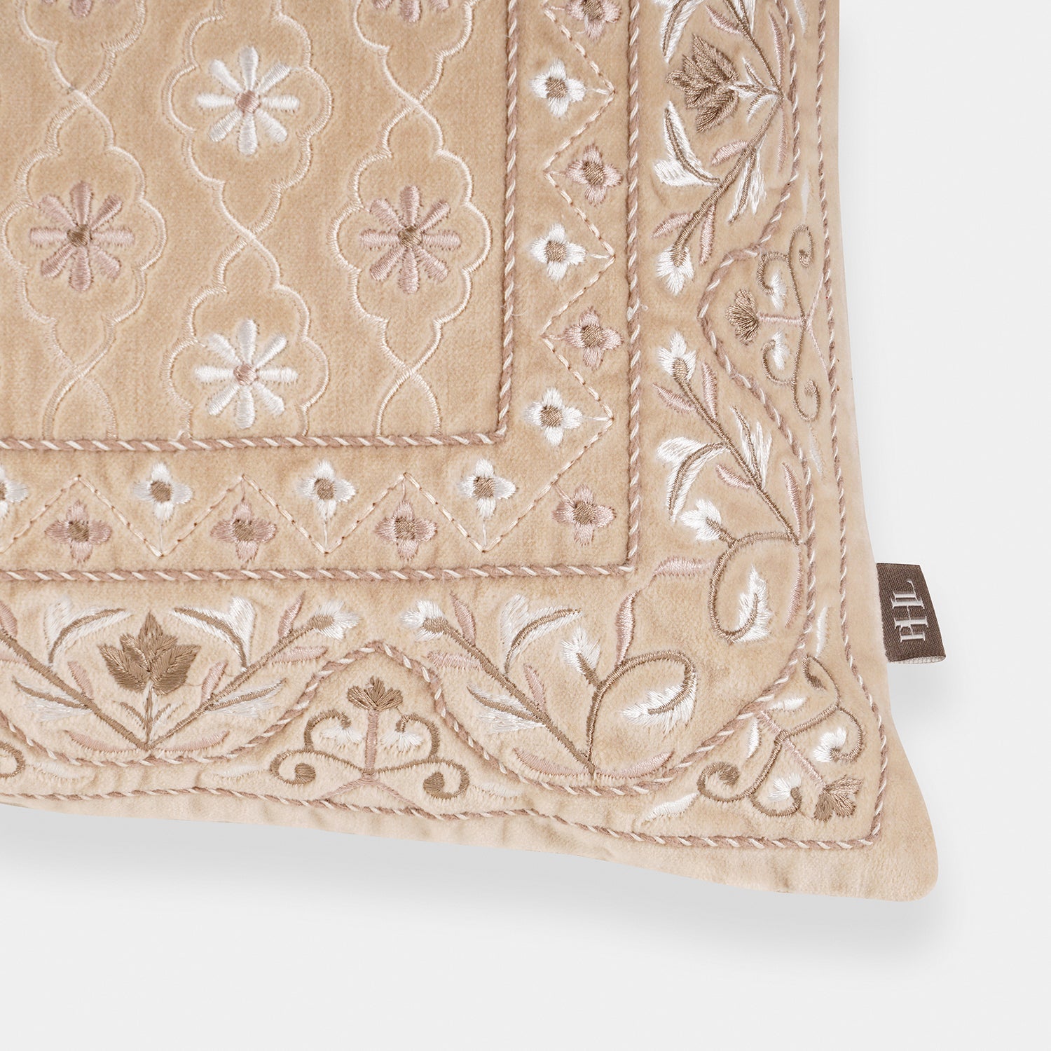 Beige Cushion Cover with Embroidery