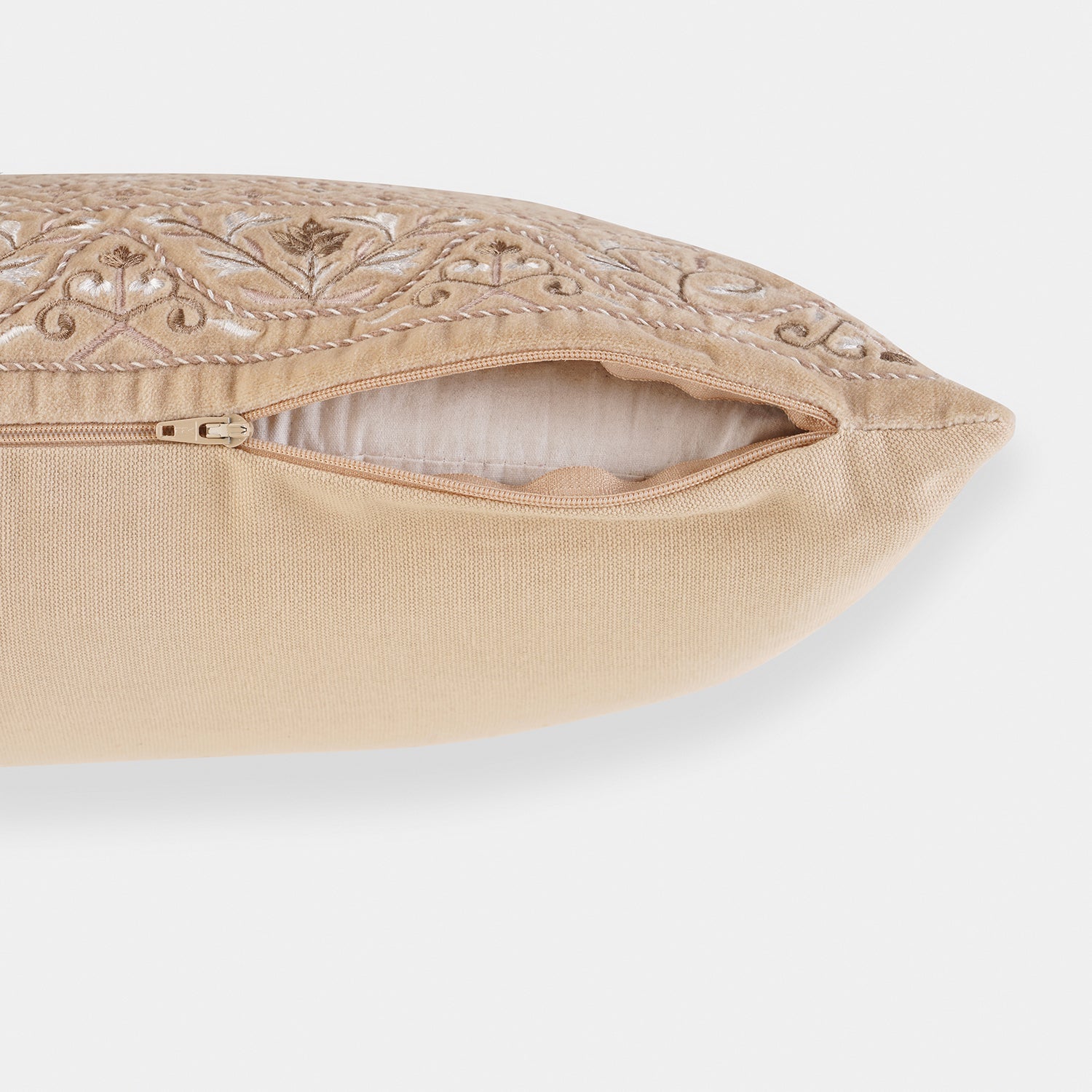 Beige Cushion Cover with Embroidery