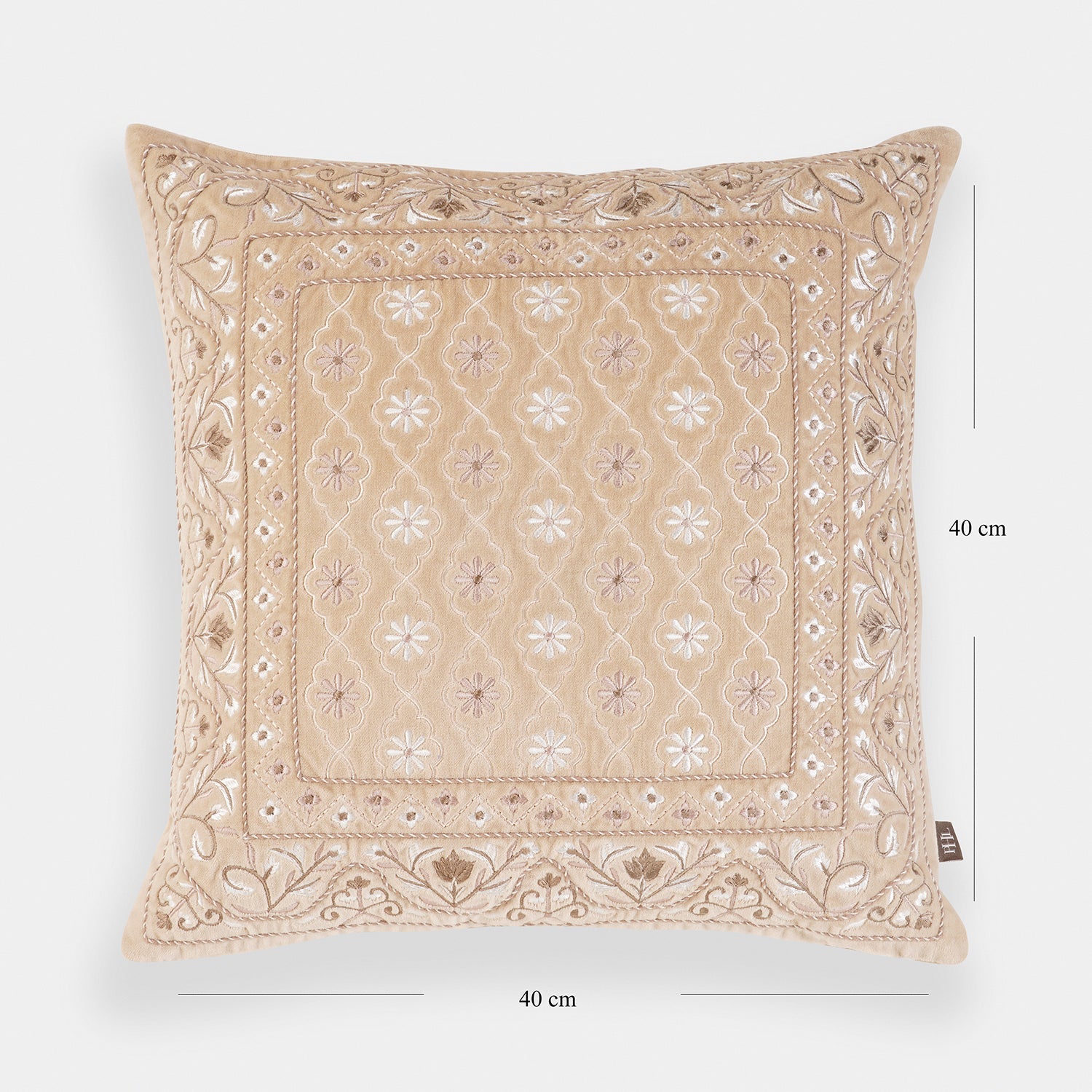 Beige Cushion Cover with Embroidery