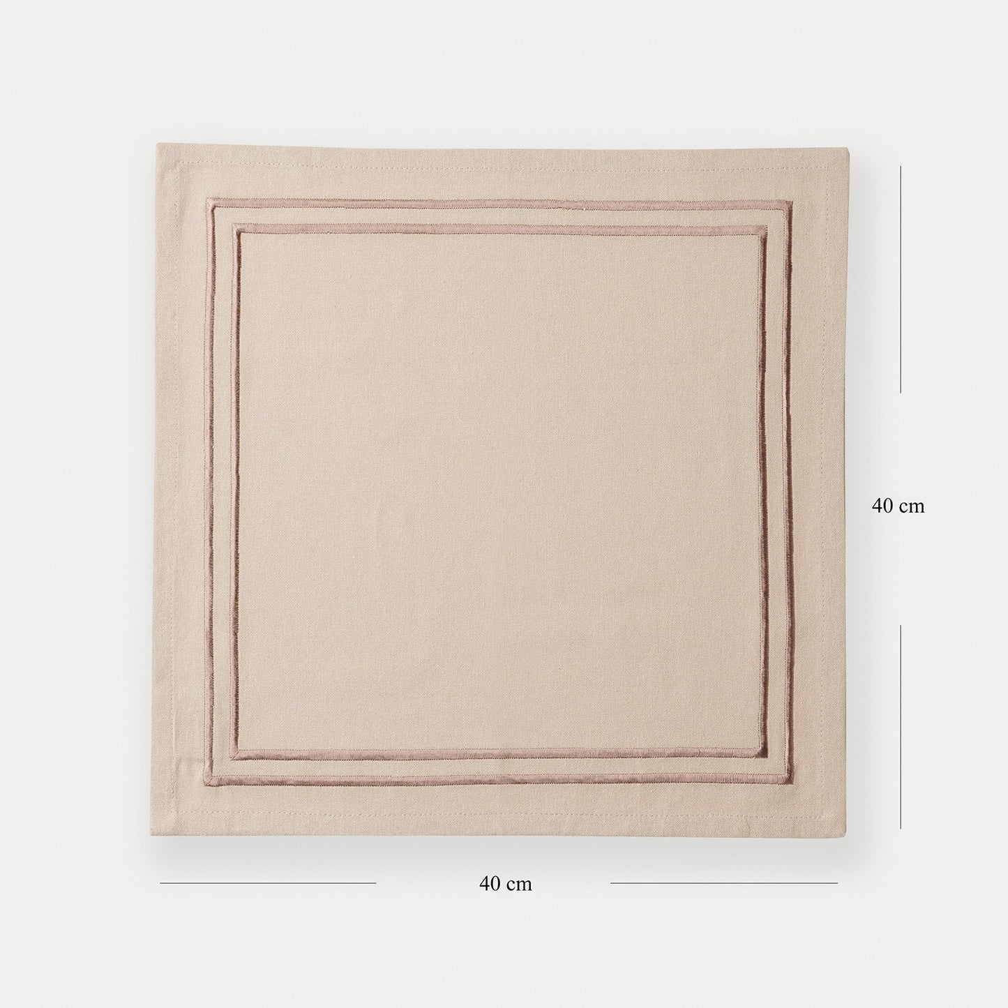 Set of 4 Beige Cotton Napkins with Contrast Embroidery