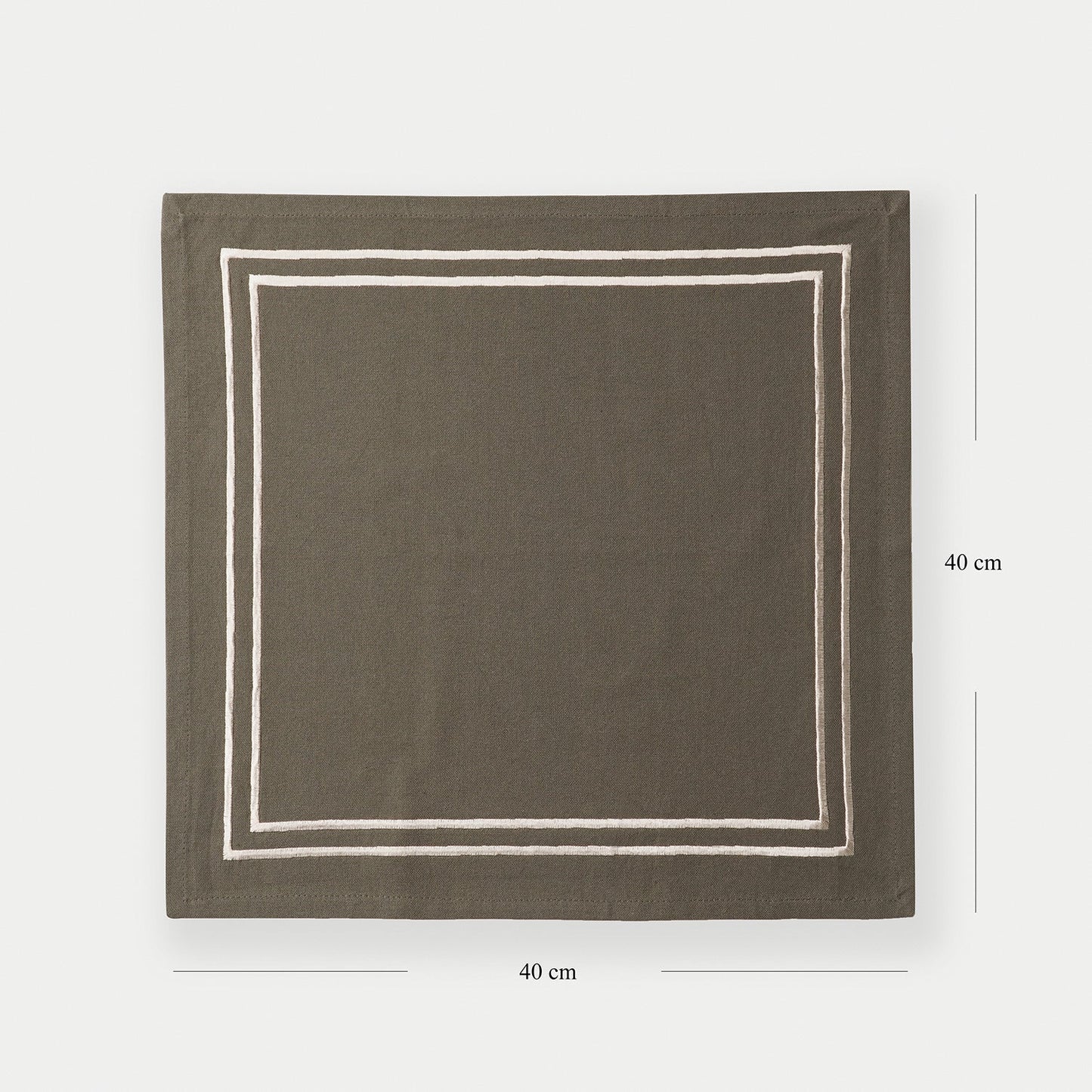 Set of 4 Taupe Cotton Napkins with Contrast Embroidery