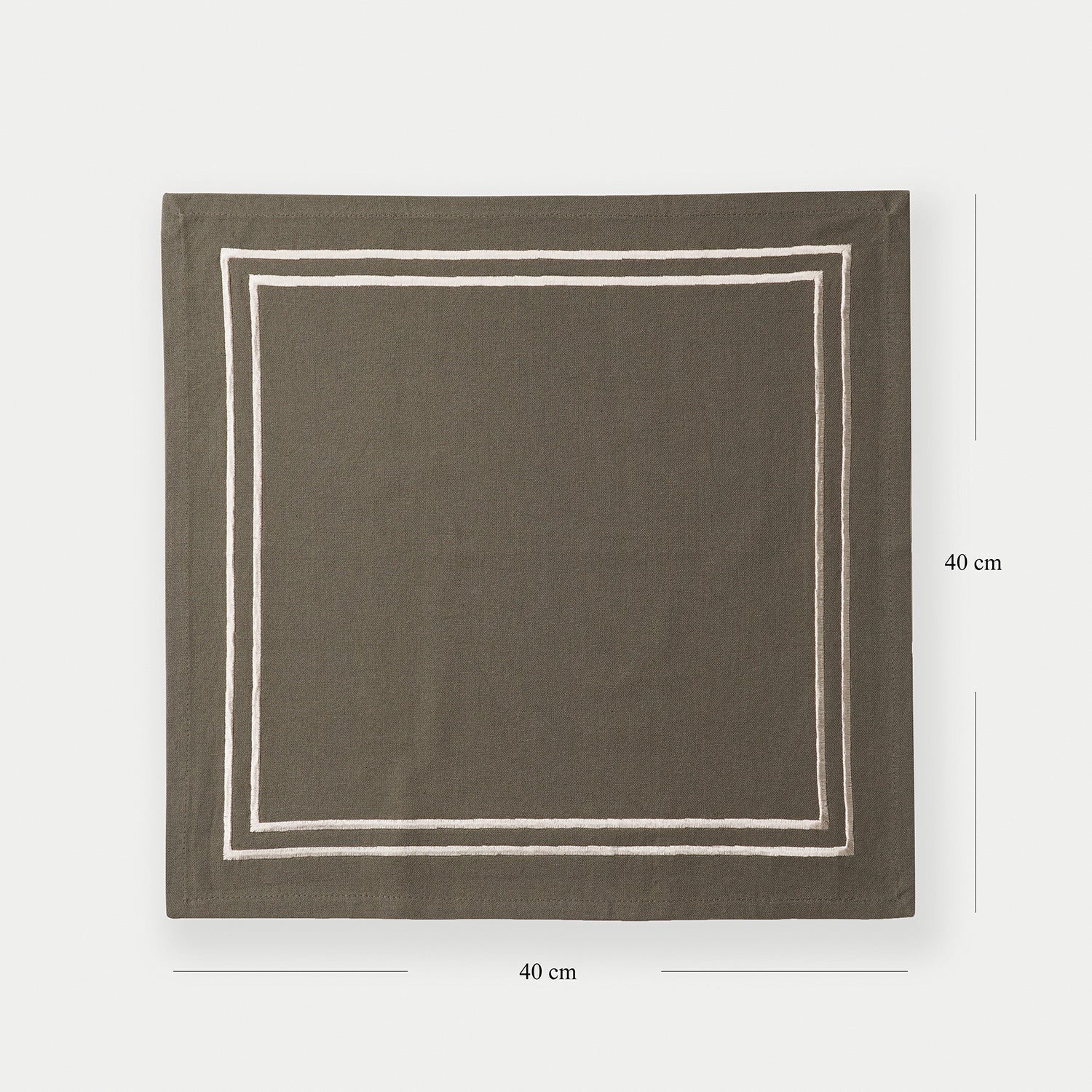 Set of 4 Taupe Cotton Napkins with Contrast Embroidery